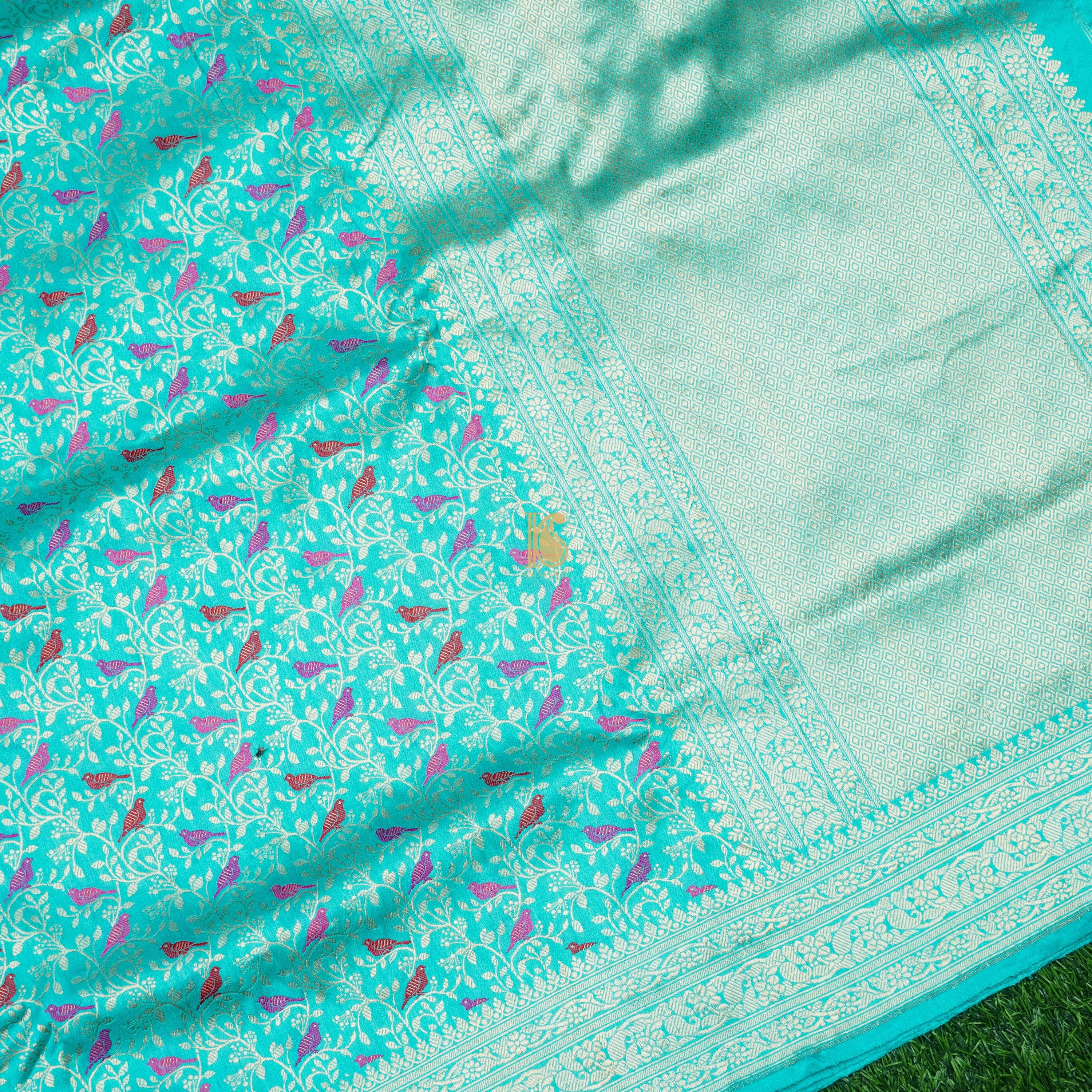 Handloom Pure Katan Silk Banarasi Meenakari Chidiya Saree - Colors - Khinkhwab