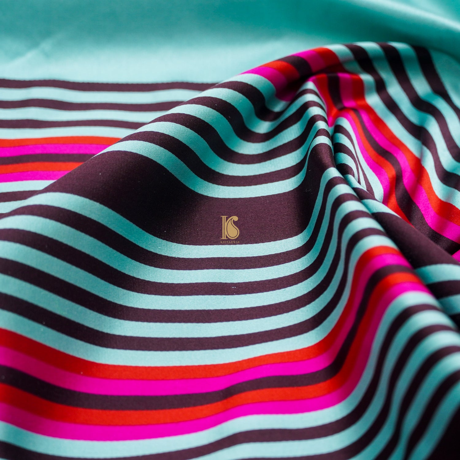 Powder Blue Handwoven Pure Mashru Silk Stripes Border Saree - Khinkhwab