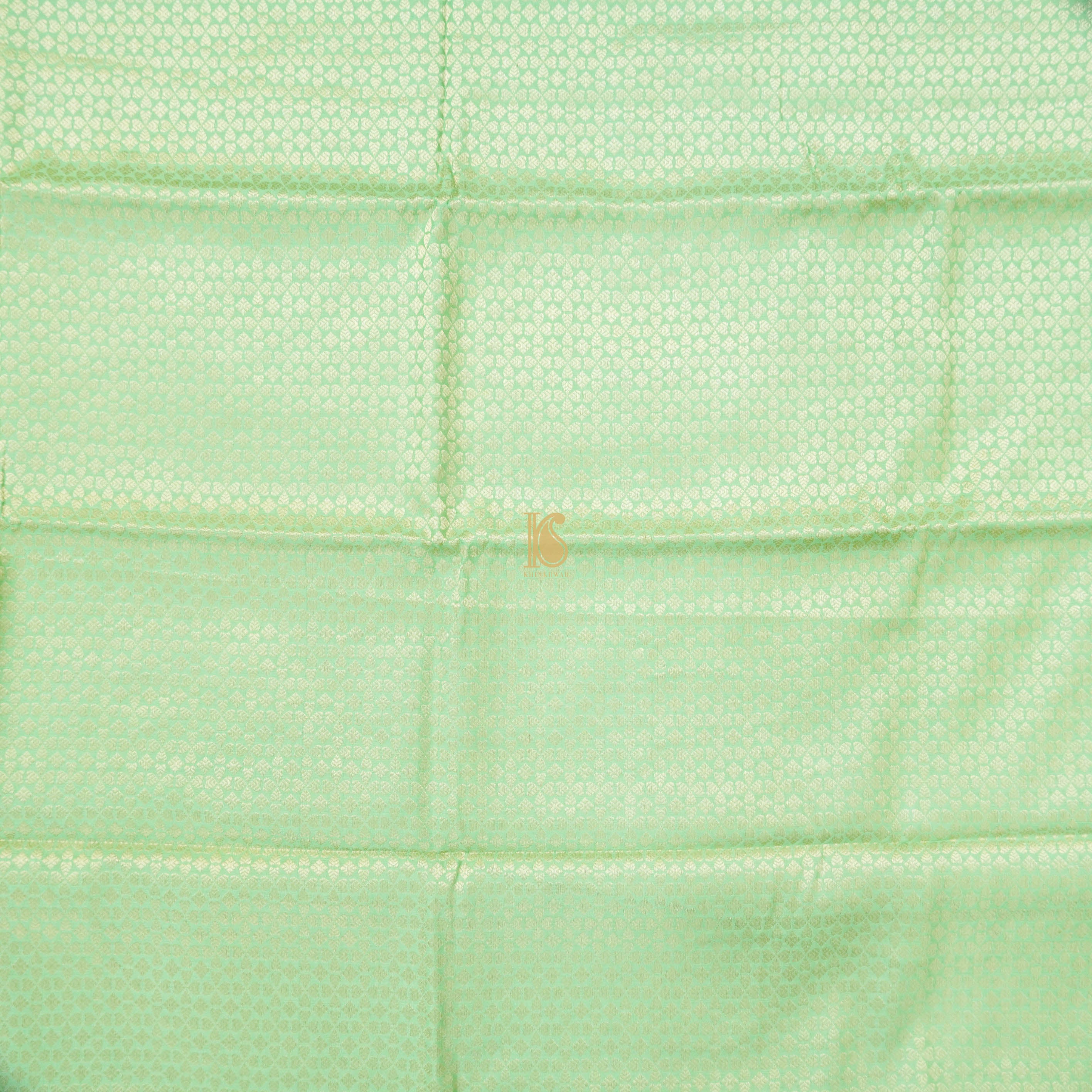 Green Pure Moonga Silk Handloom Banarasi Suit Fabric - Khinkhwab
