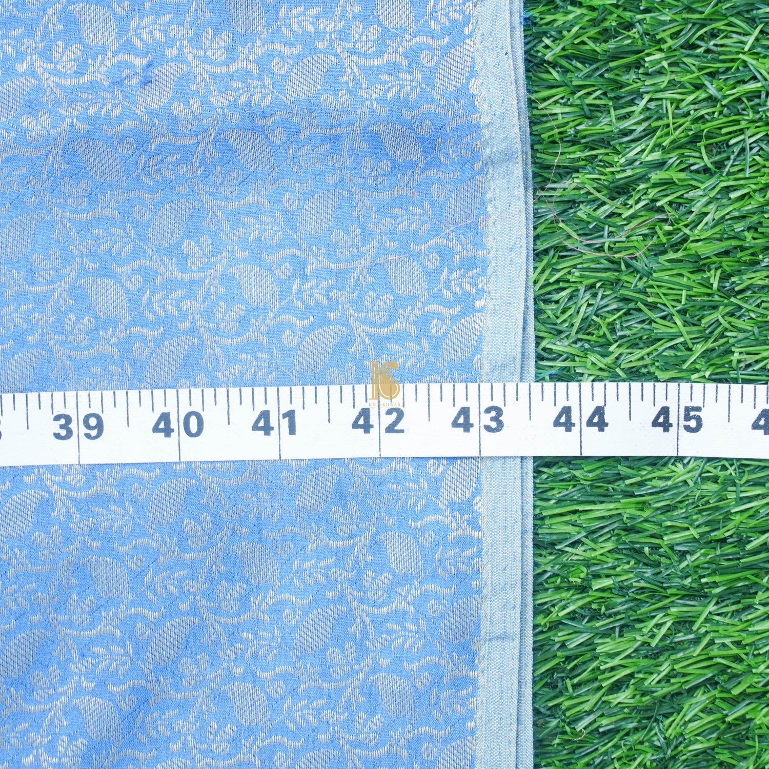 Blue Pure Moonga Silk Handloom Banarasi Suit Fabric - Khinkhwab