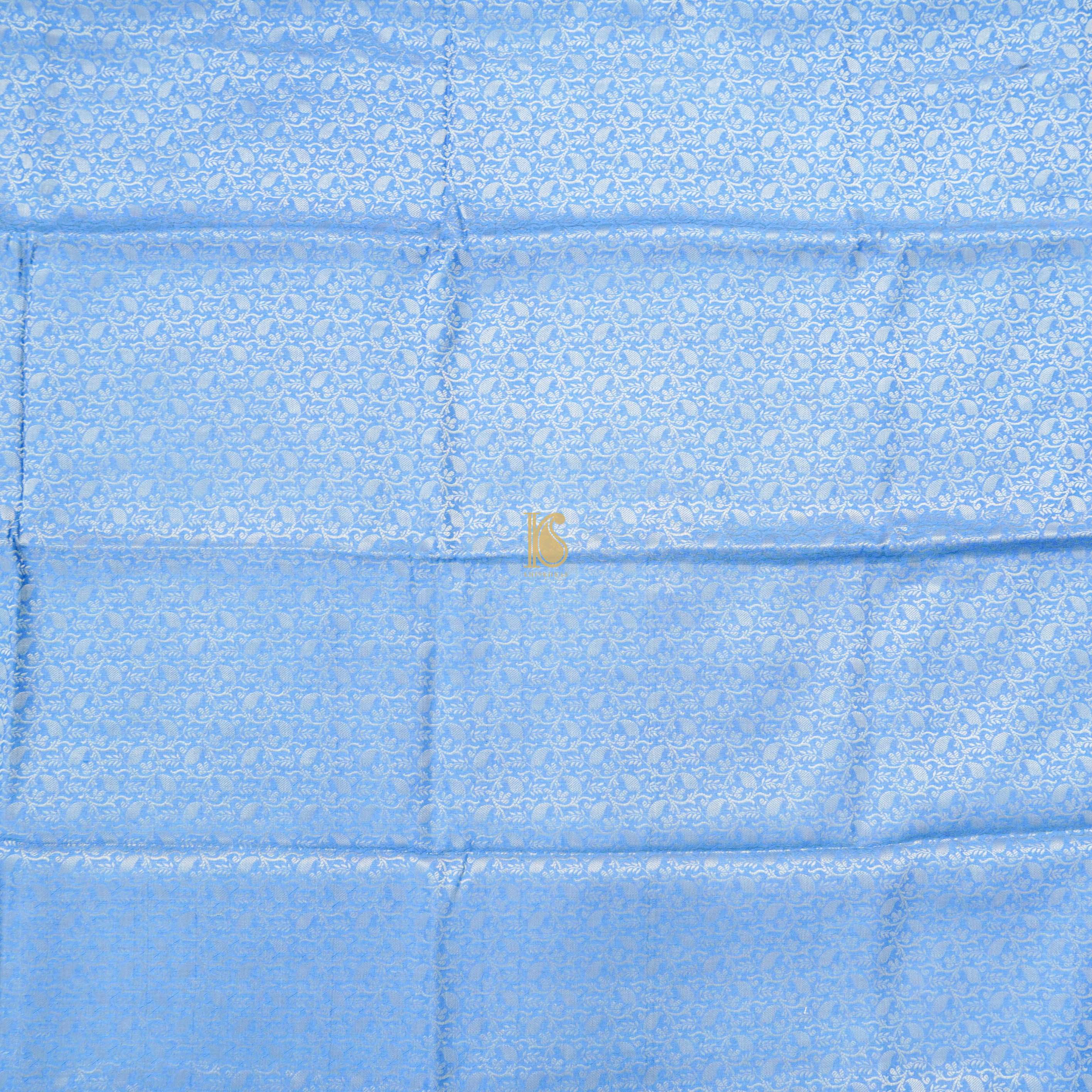 Blue Pure Moonga Silk Handloom Banarasi Suit Fabric - Khinkhwab