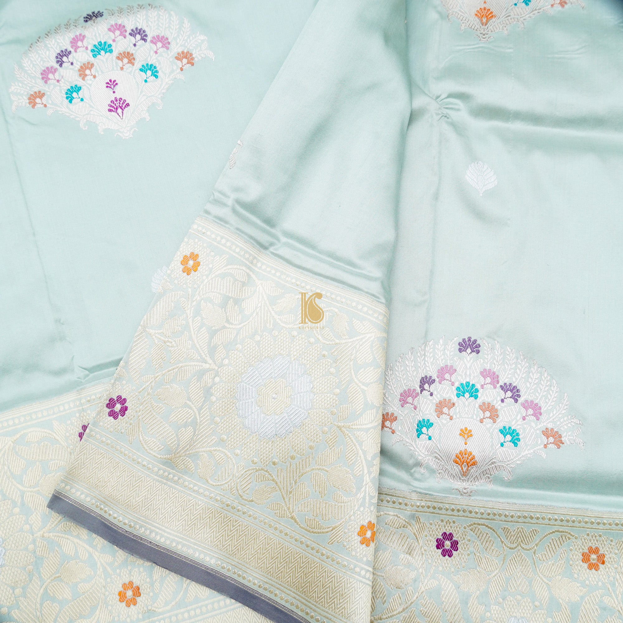 Zumthor Katan Silk Handloom Banarasi Kadwa Mor Boota Saree - Khinkhwab