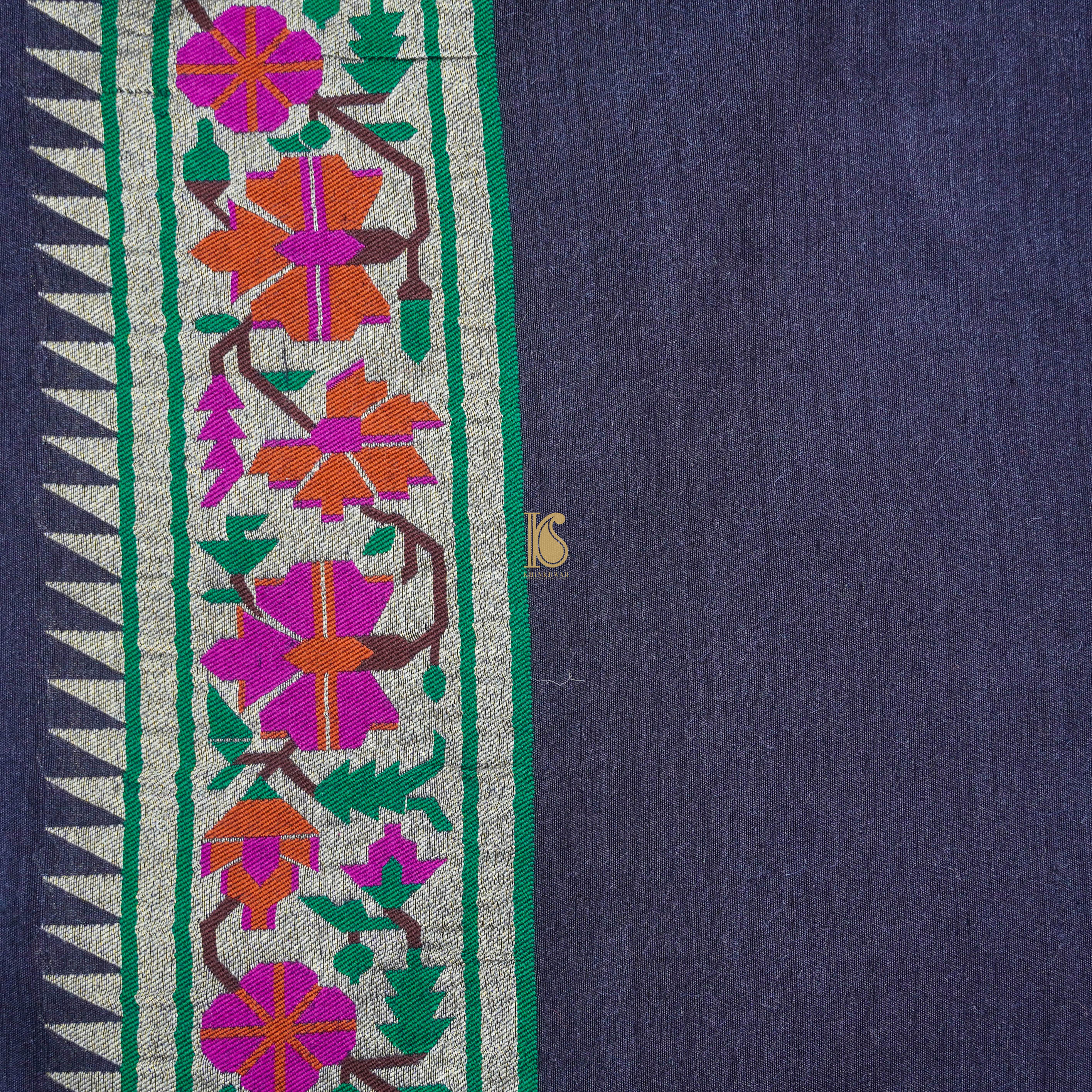 Black Pure Moonga Silk Handloom Banarasi Saree - Khinkhwab