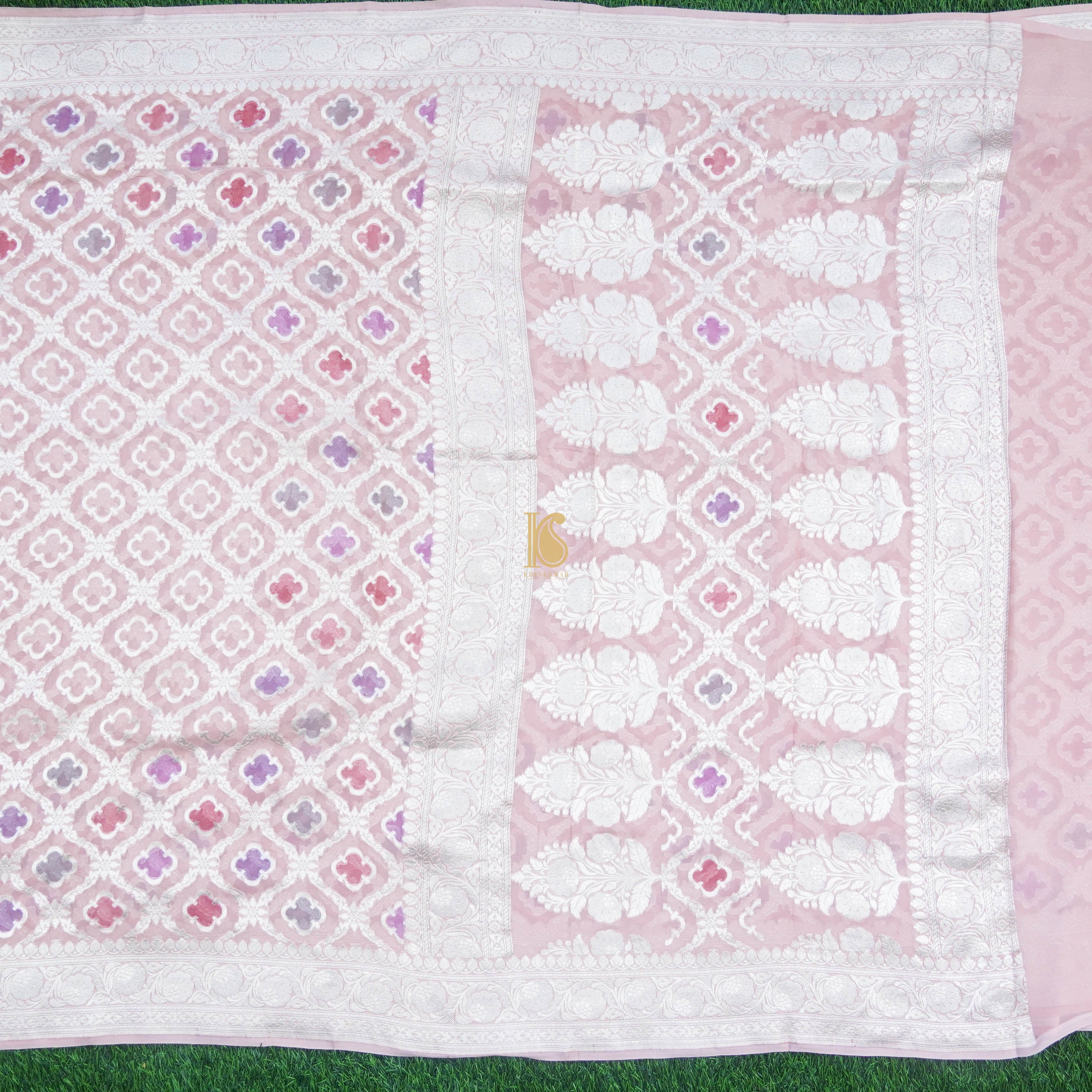 Pure Georgette Banarasi Honeycomb Saree - Khinkhwab