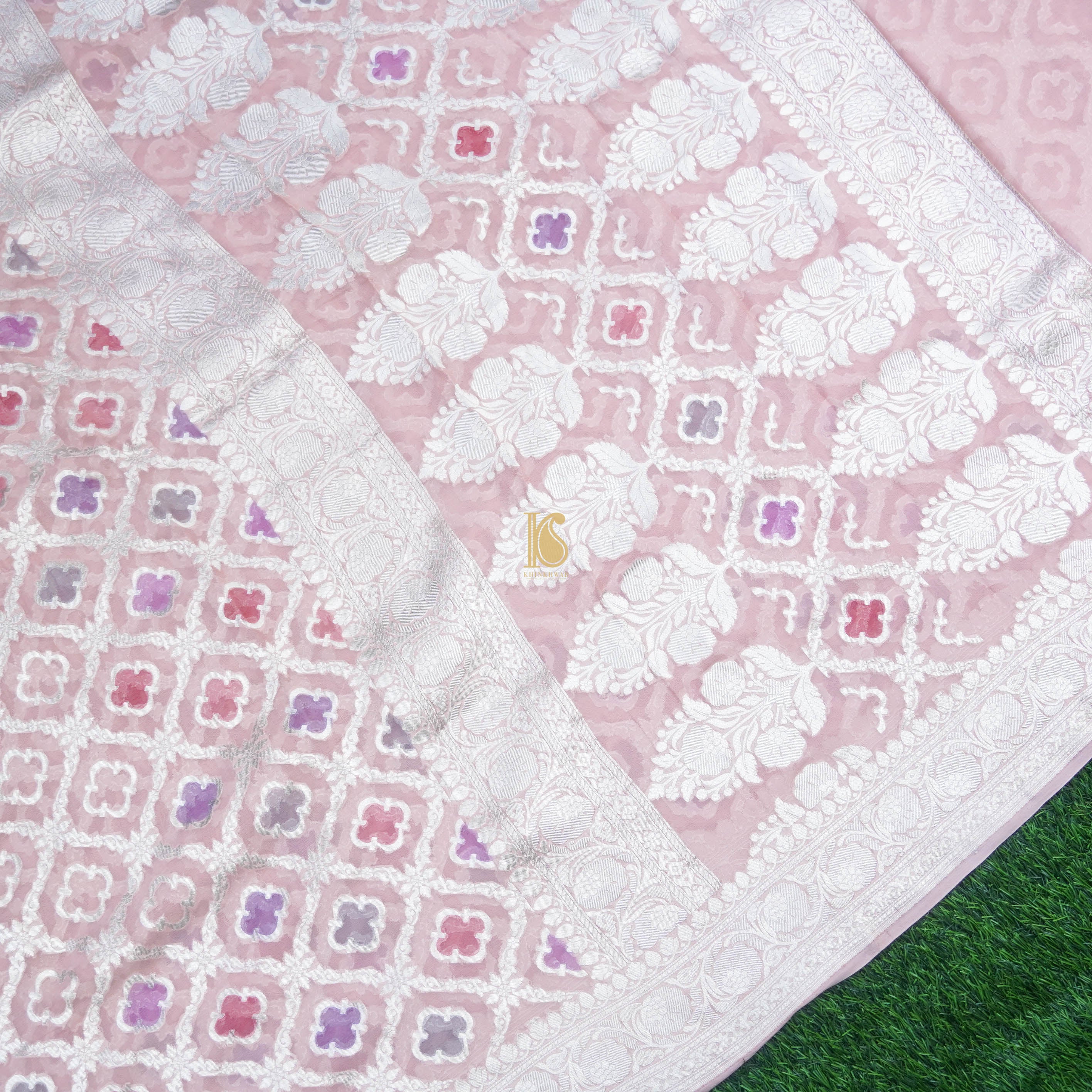 Pure Georgette Banarasi Honeycomb Saree - Khinkhwab