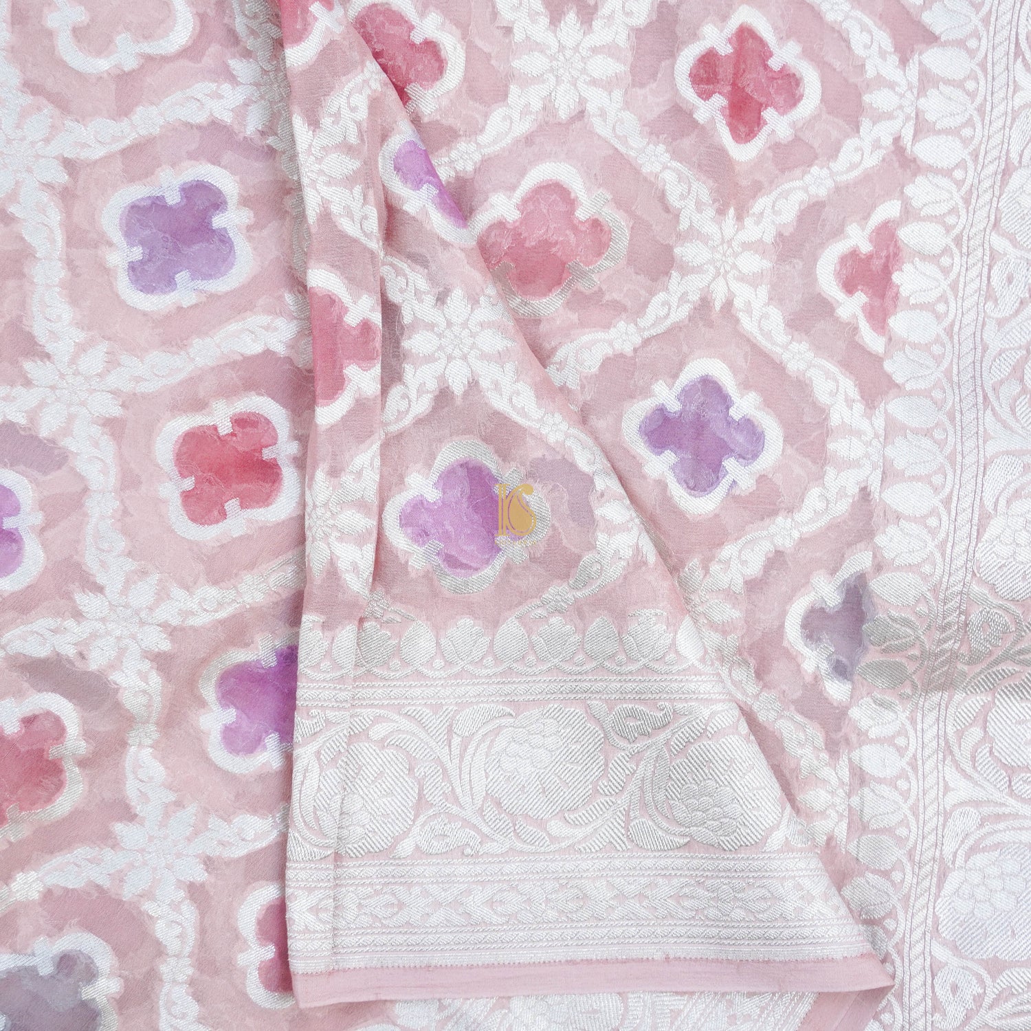 Pure Georgette Banarasi Honeycomb Saree - Khinkhwab