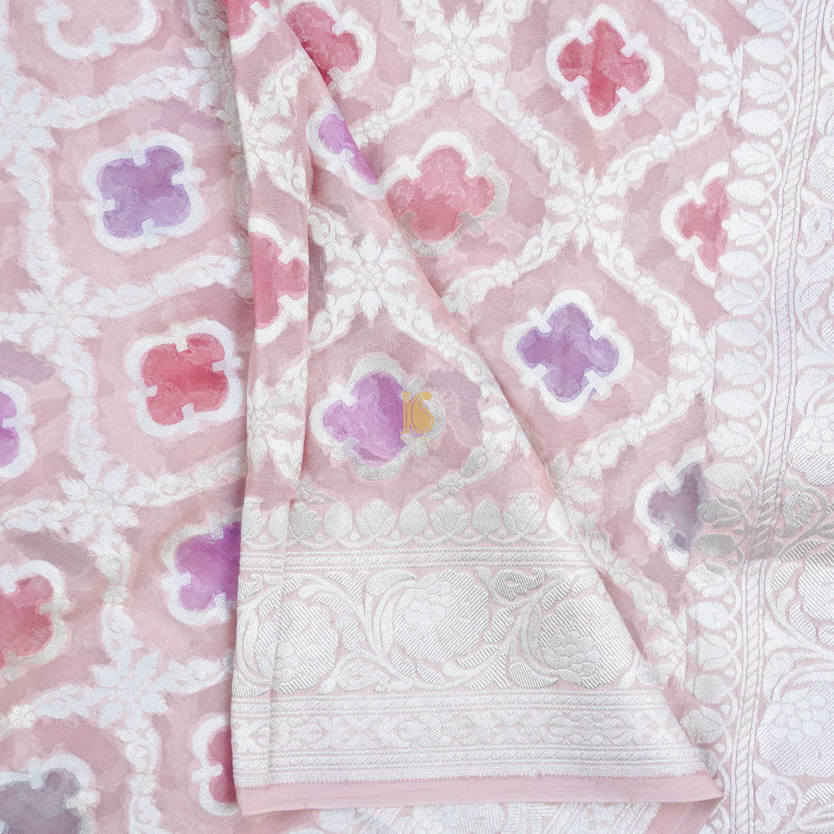 Pure Georgette Banarasi Honeycomb Saree - Khinkhwab