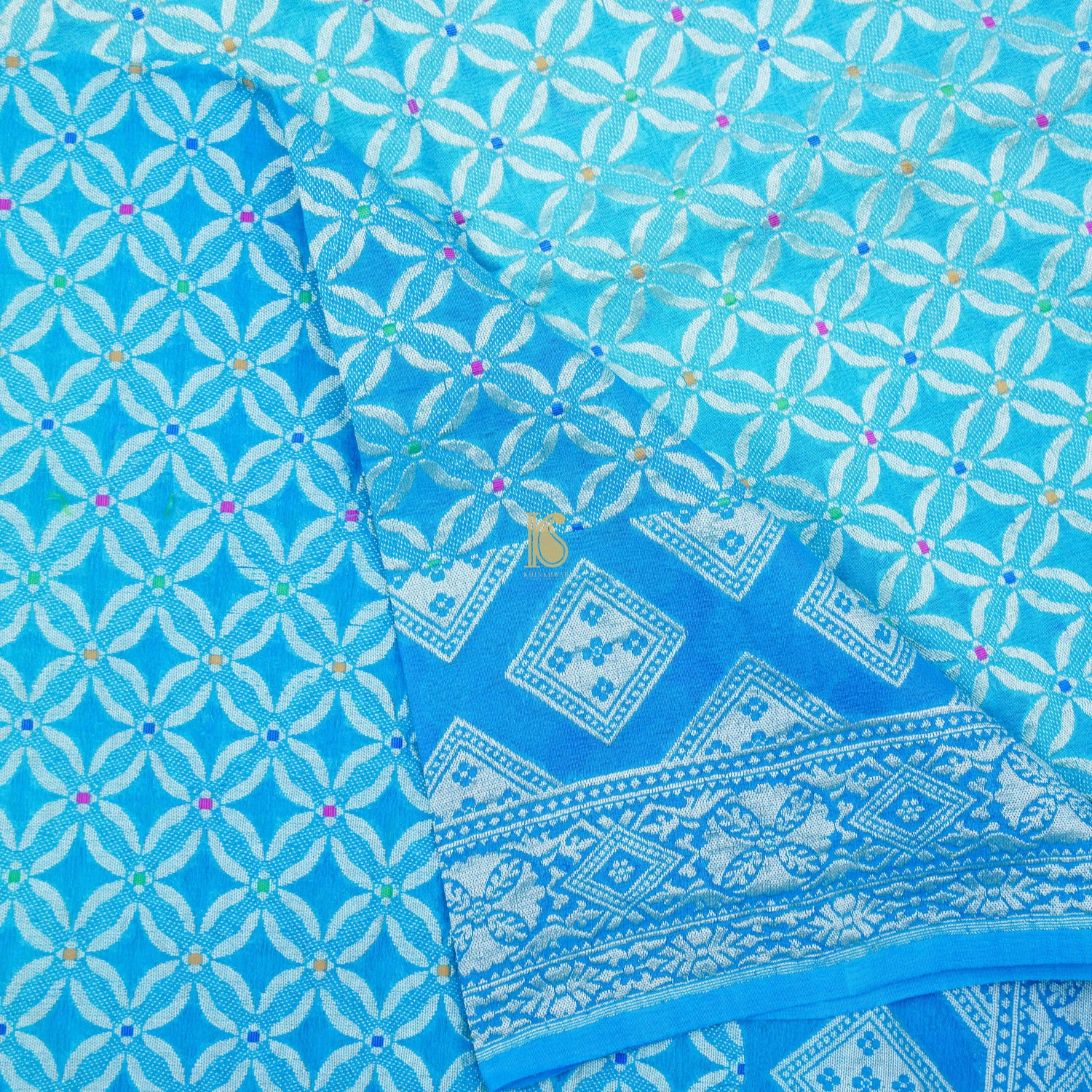Blue Pure Georgette Handwoven Banarasi Suit - Khinkhwab