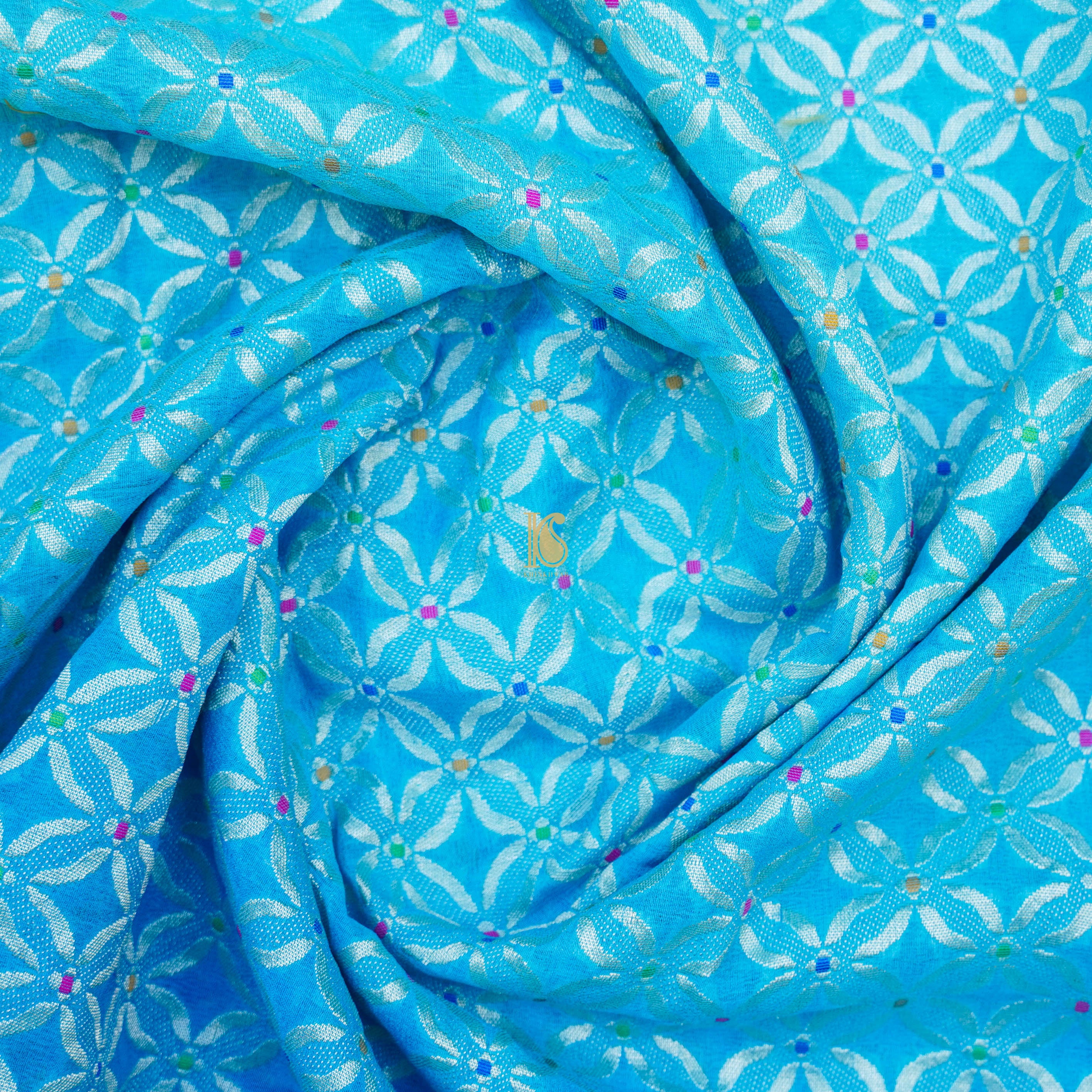 Blue Pure Georgette Handwoven Banarasi Suit - Khinkhwab