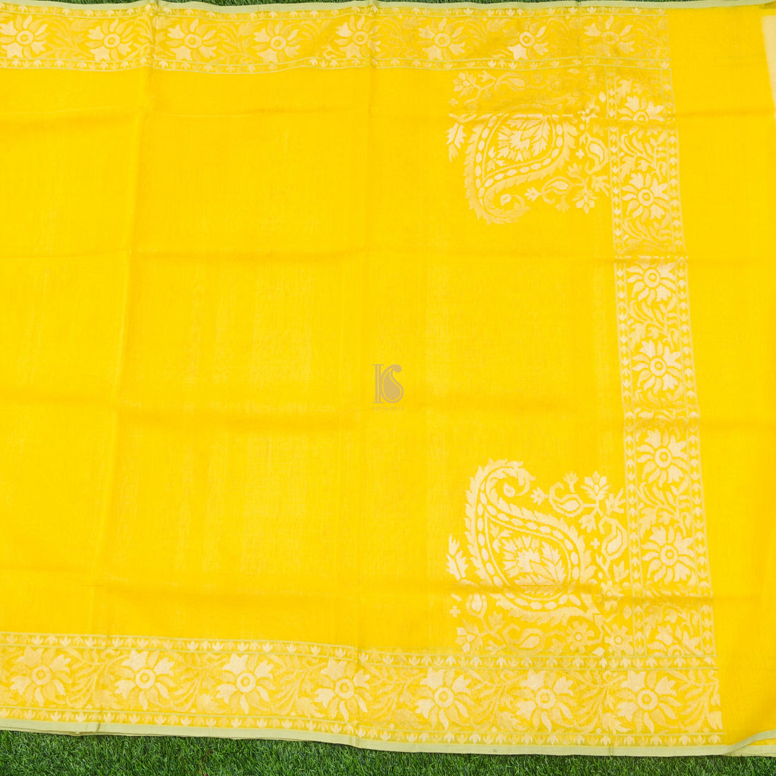 Pitambari Pure Cotton Real Silver Zari Handloom Banarasi Saree - Khinkhwab
