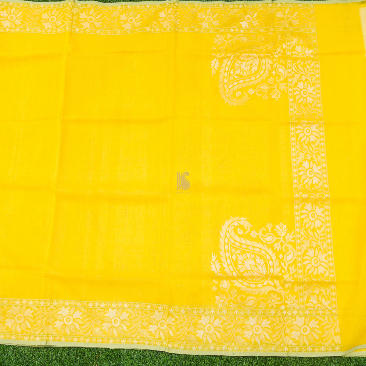 Pitambari Pure Cotton Real Silver Zari Handloom Banarasi Saree - Khinkhwab
