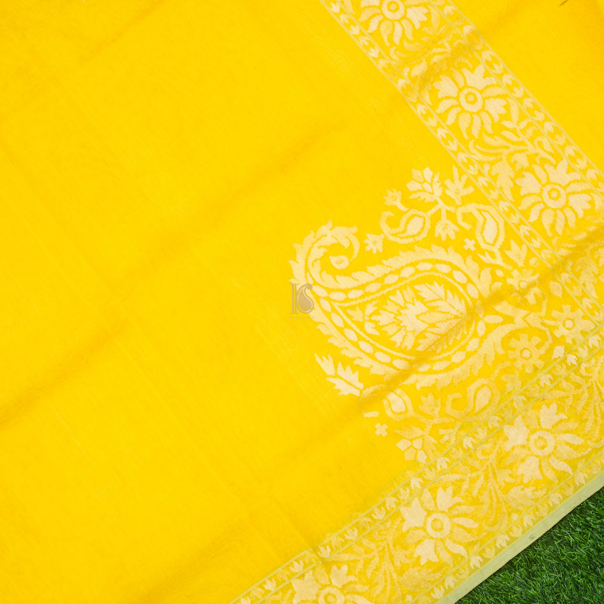 Pitambari Pure Cotton Real Silver Zari Handloom Banarasi Saree - Khinkhwab