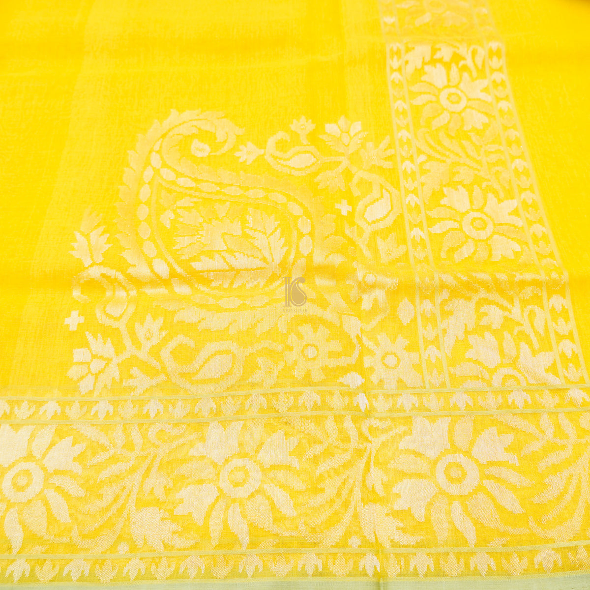 Pitambari Pure Cotton Real Silver Zari Handloom Banarasi Saree - Khinkhwab