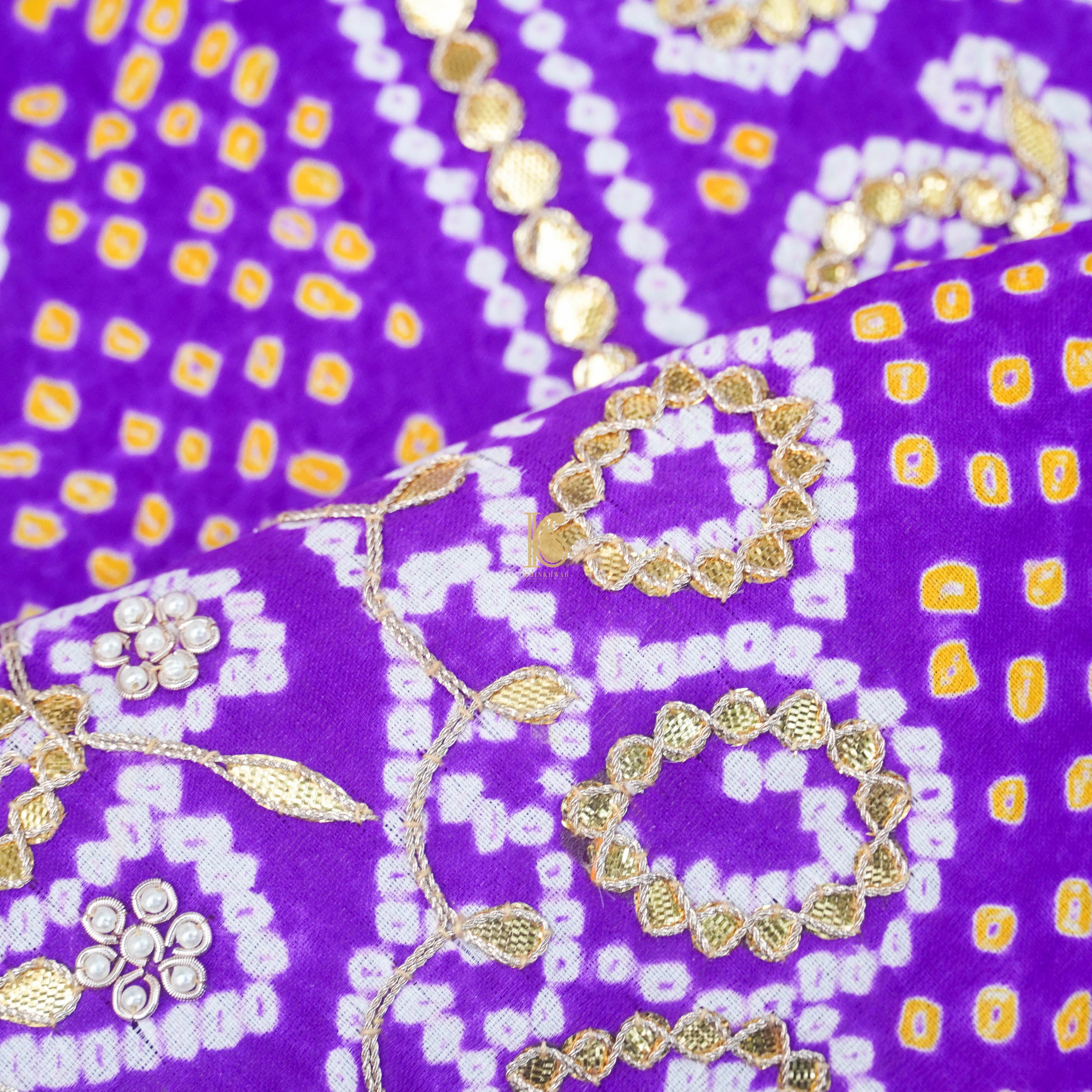 Purple Gajji Silk Handloom Bandhani Gotta Patti Dupatta - Khinkhwab