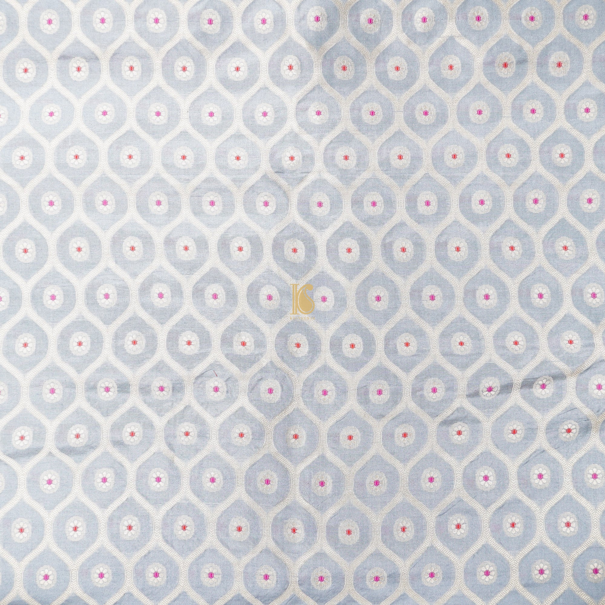 Link Waters Pure Katan Silk Banarasi Honey Comb Fabric - Khinkhwab