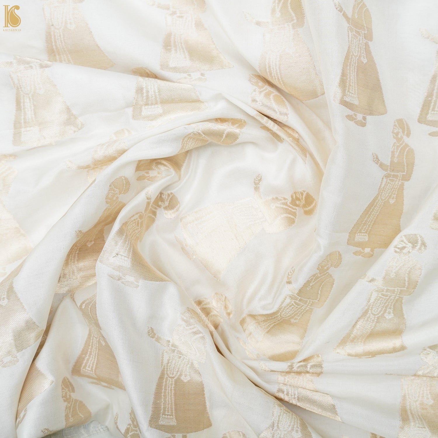 Handwoven Pure Katan Silk Banarasi Figure Fabric - Khinkhwab
