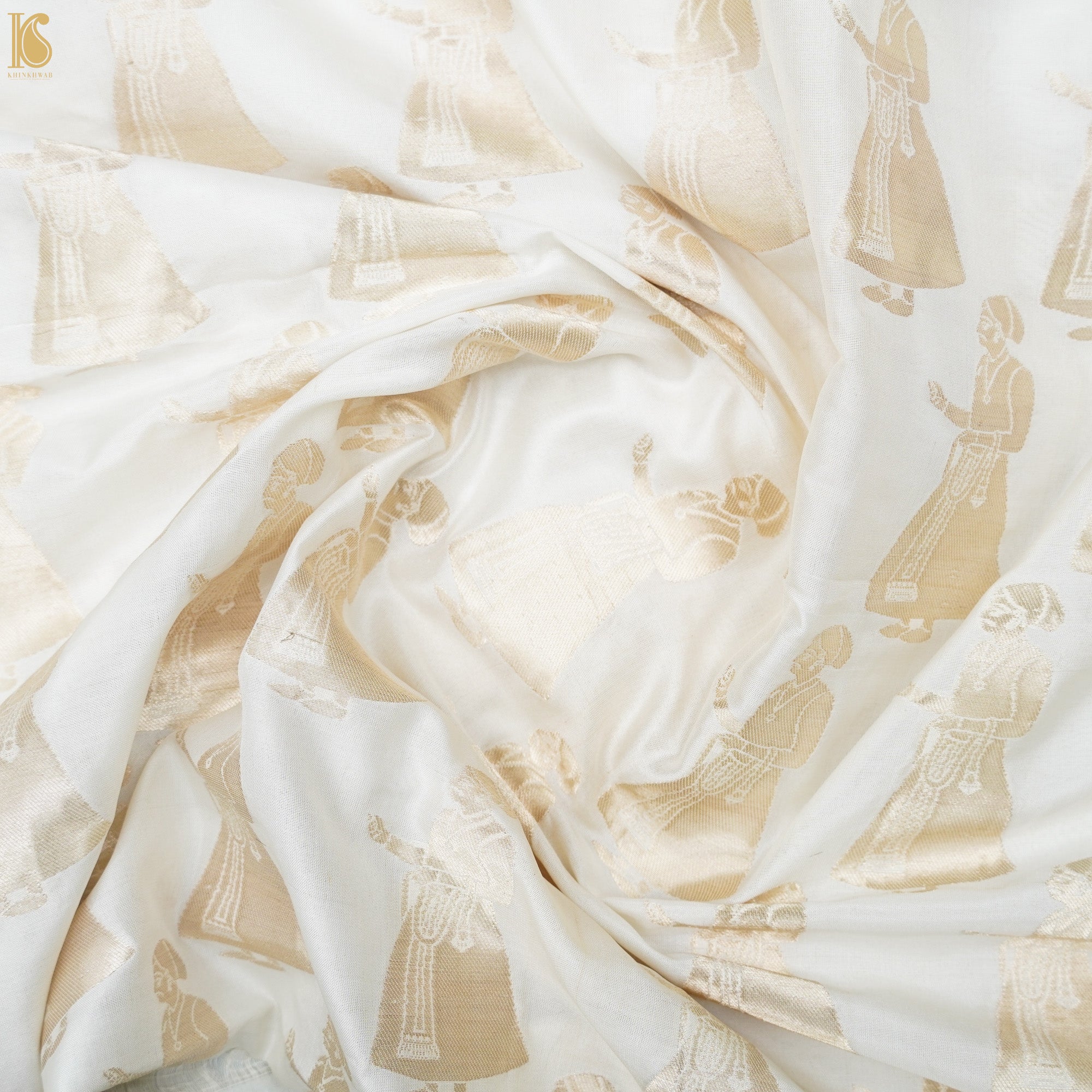 Handwoven Pure Katan Silk Banarasi Figure Fabric - Khinkhwab