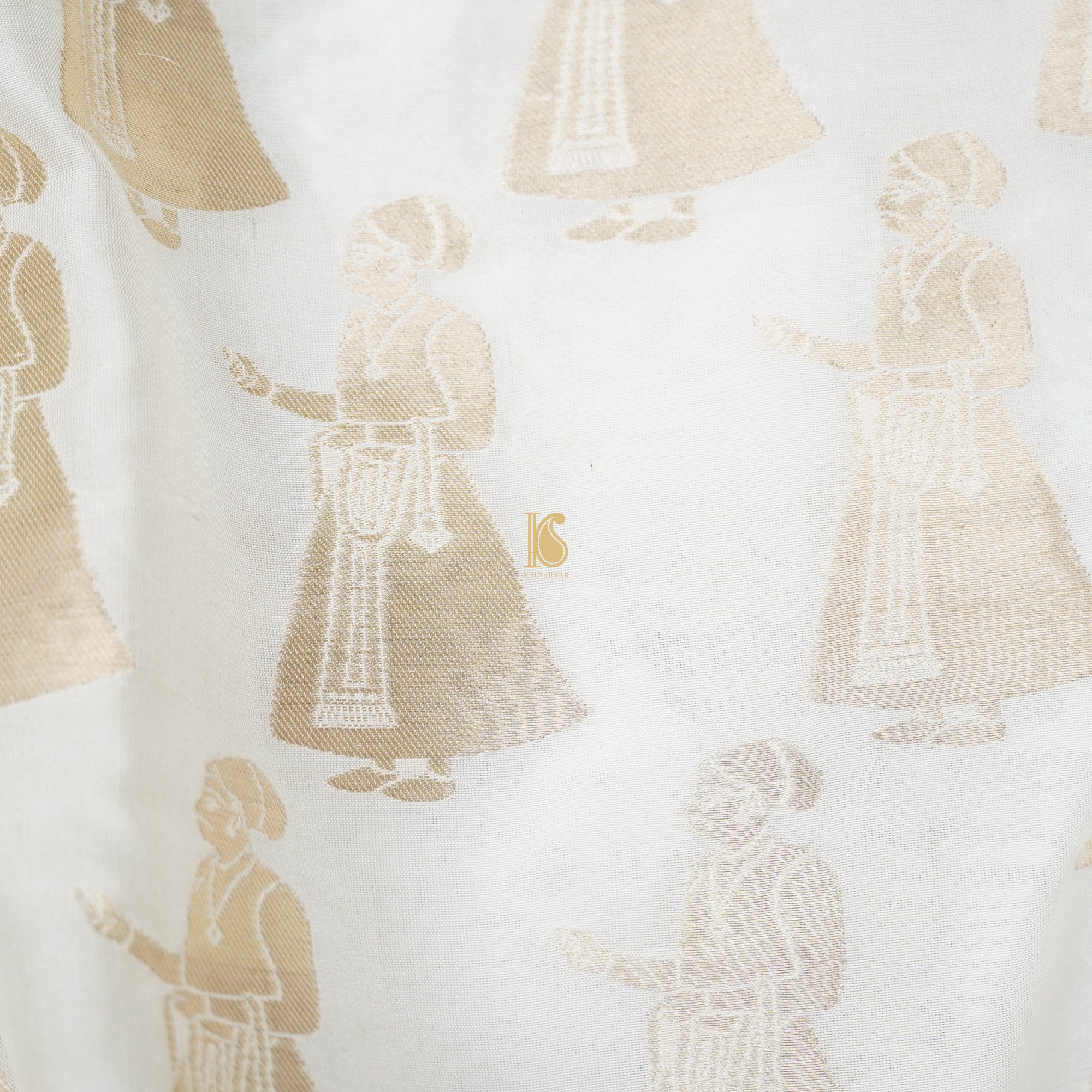 Handwoven Pure Katan Silk Banarasi Figure Fabric - Khinkhwab