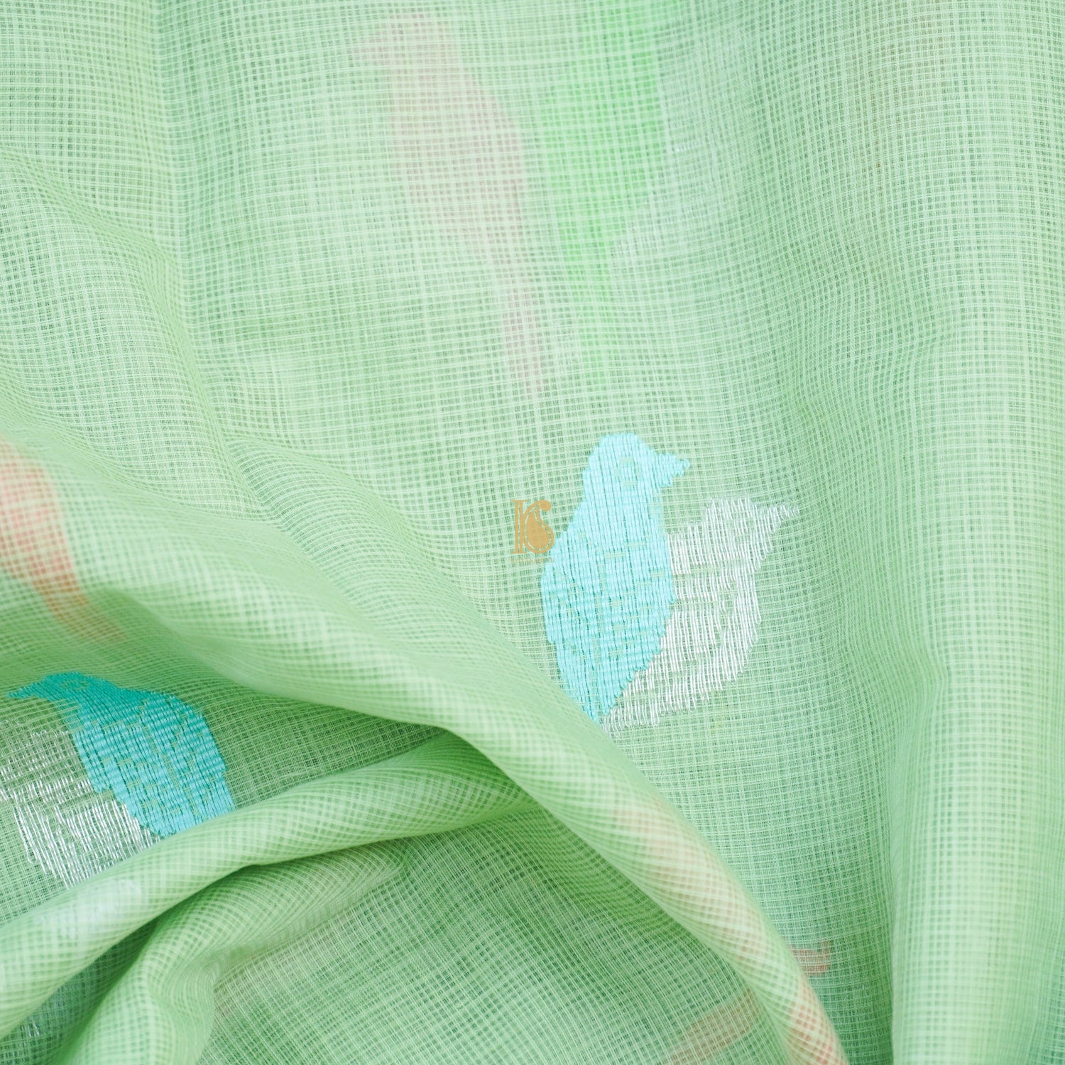 Handwoven Light Green Real Zari Kota Silk Saree - Khinkhwab