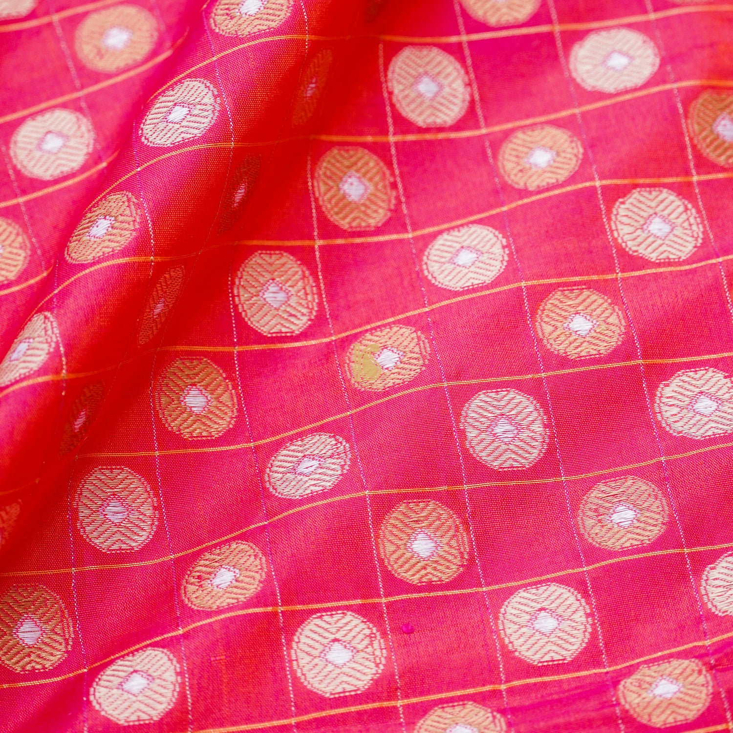 French Rose Pure Katan Silk Banarasi Fabric - Khinkhwab