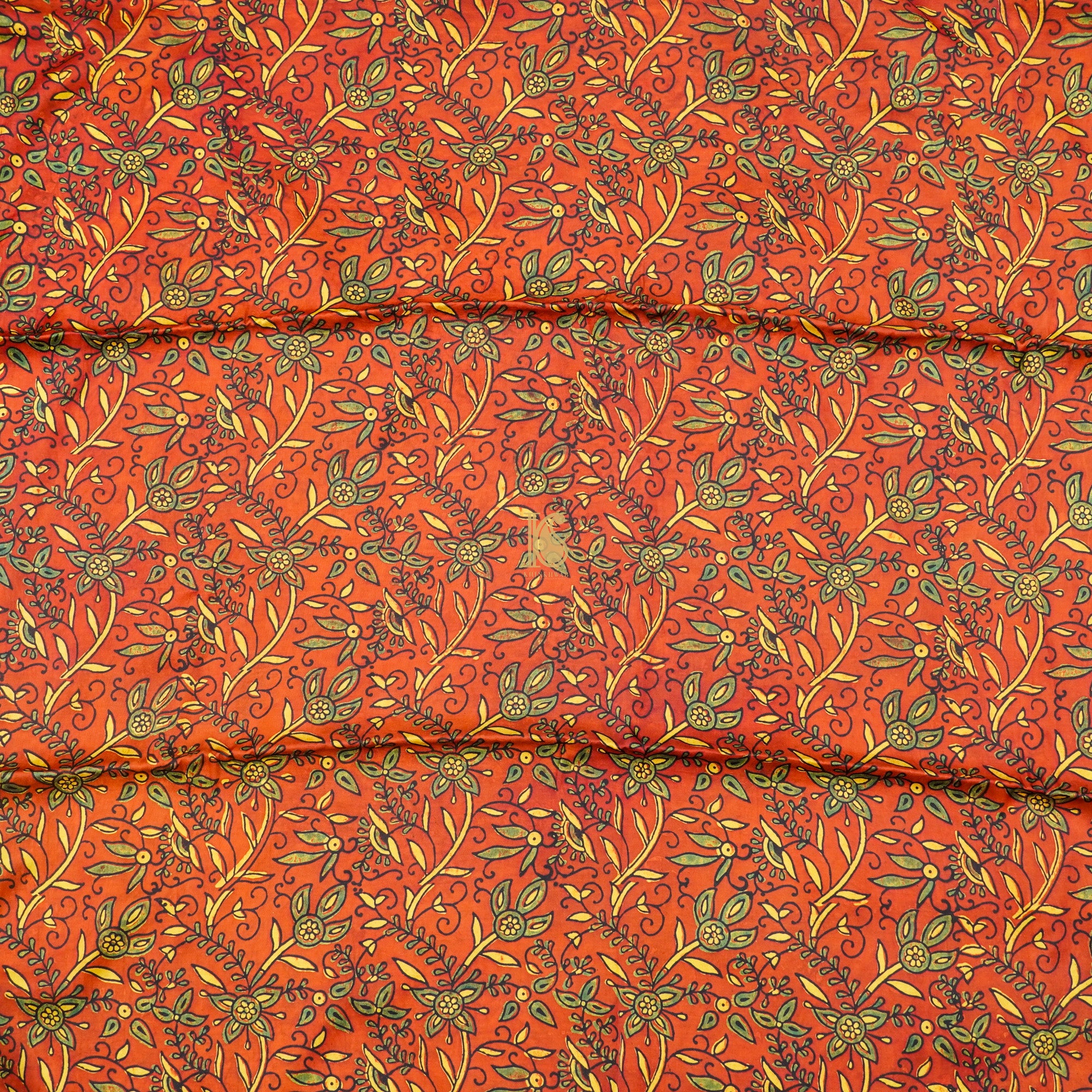 Grenadier Hand Block Ajrakh Modal Silk Fabric - Khinkhwab