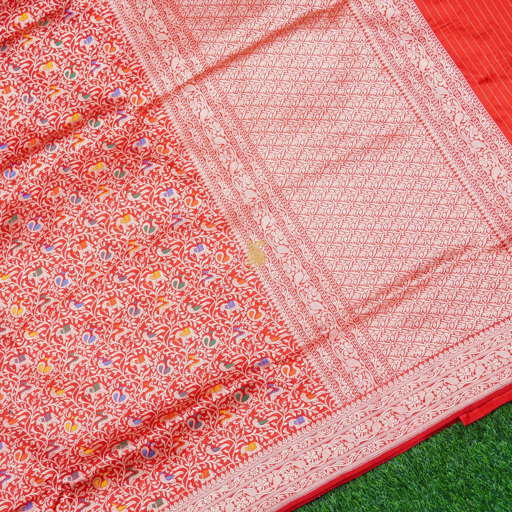 Handloom Pure Katan Silk Banarasi Shikargah Saree - Colors - Khinkhwab