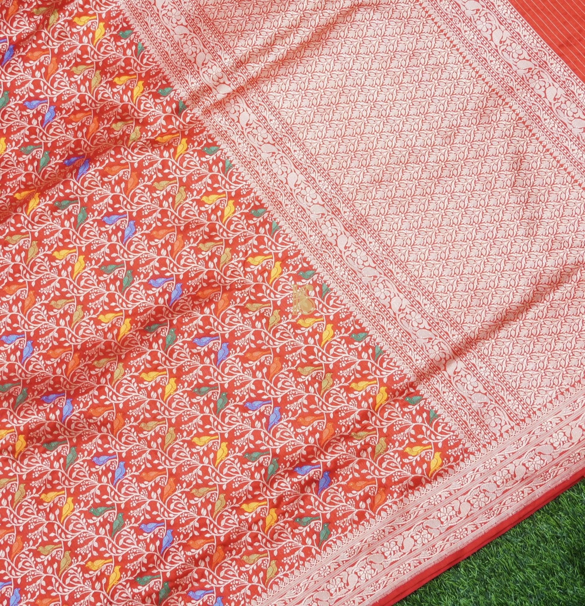 Handloom Pure Katan Silk Banarasi Meenakari Chidiya Saree - Colors - Khinkhwab