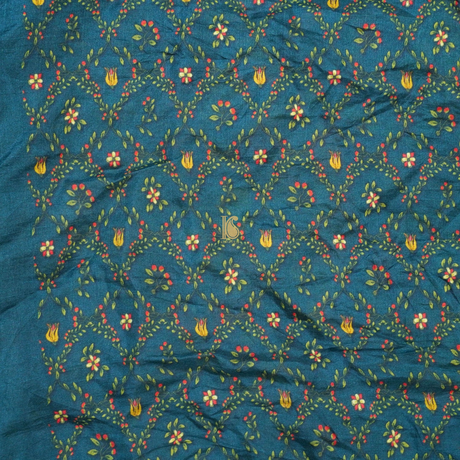 Blue Handwoven Bandhani Pure Habutai Silk Saree with Print - Khinkhwab