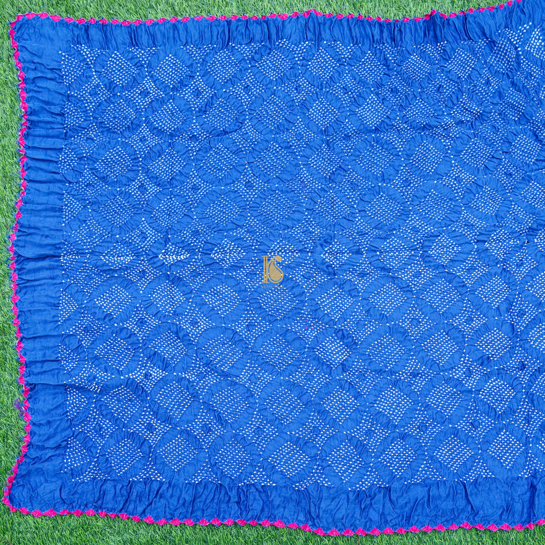 Blue Pure Gajji Silk Handwoven Bandhani Blouse Fabric - Khinkhwab