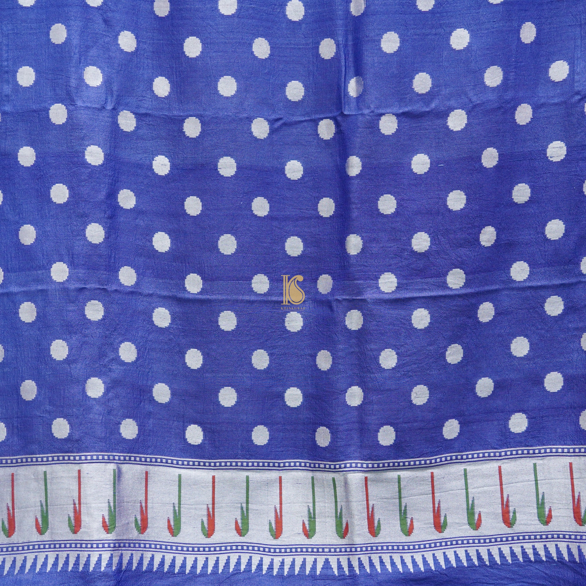 Blue & Green Handwoven Pure Tussar Silk Banarasi Suit Set - Khinkhwab