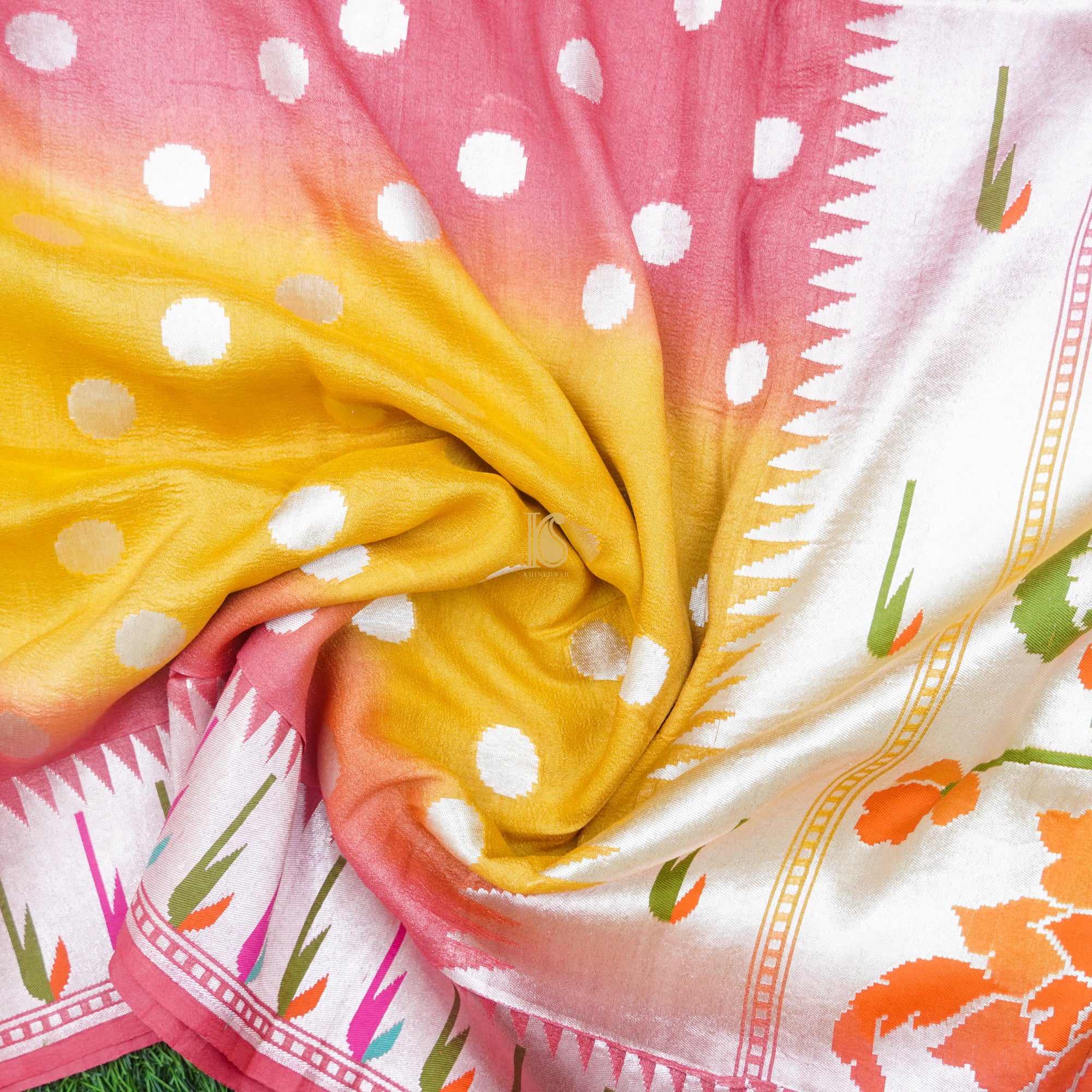 Mandy Orange Handwoven Pure Tussar Silk Banarasi Suit Set - Khinkhwab