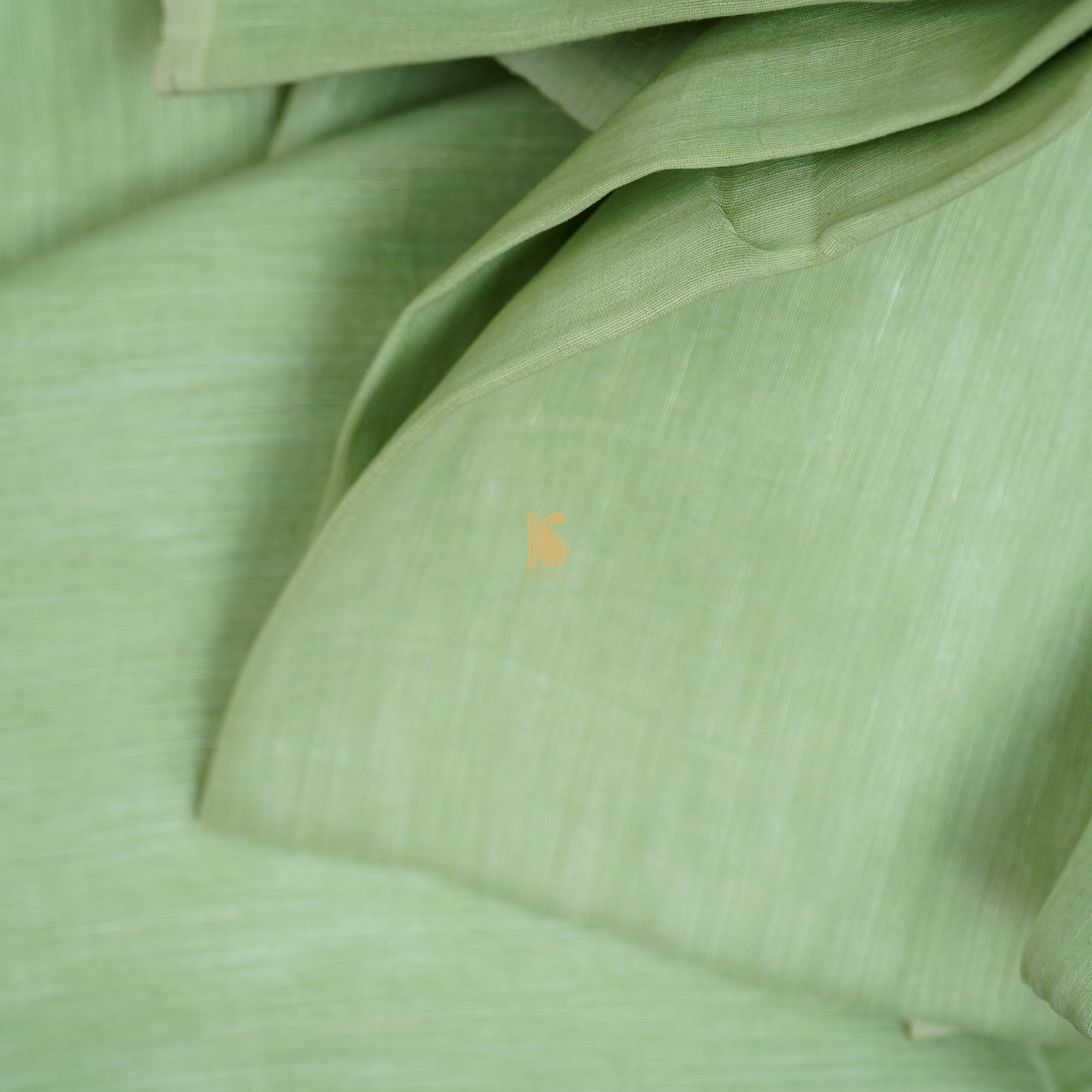 Peppermint Green Handwoven Pure Linen Banarasi Kadwa Suit Set - Khinkhwab