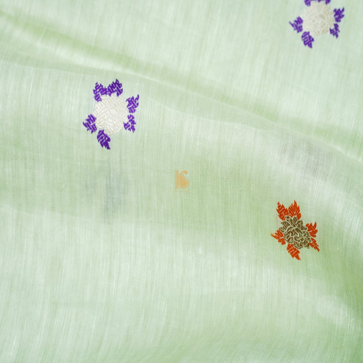Peppermint Green Handwoven Pure Linen Banarasi Kadwa Suit Set - Khinkhwab