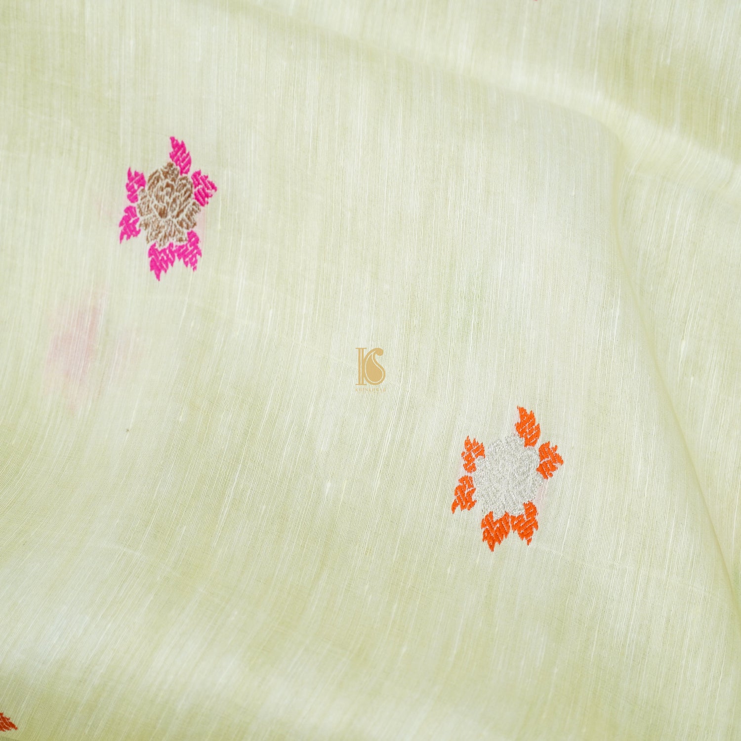 Promenade White Handwoven Pure Linen Banarasi Kadwa Suit Set - Khinkhwab