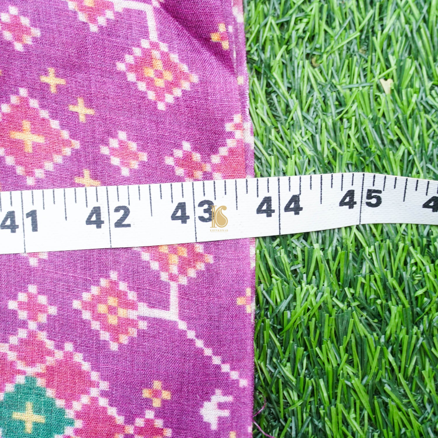 Purple Pure Tussar Georgette Silk Print Fabric - Khinkhwab