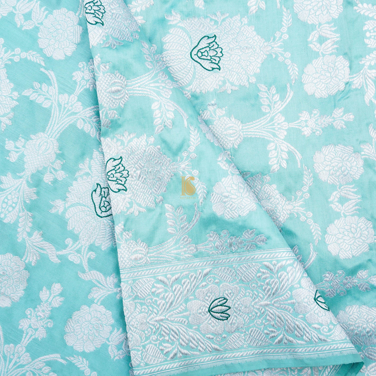 Handwoven Pure Katan Silk Blue Kadwa Jaal Silver Zari Banarasi Saree - Khinkhwab