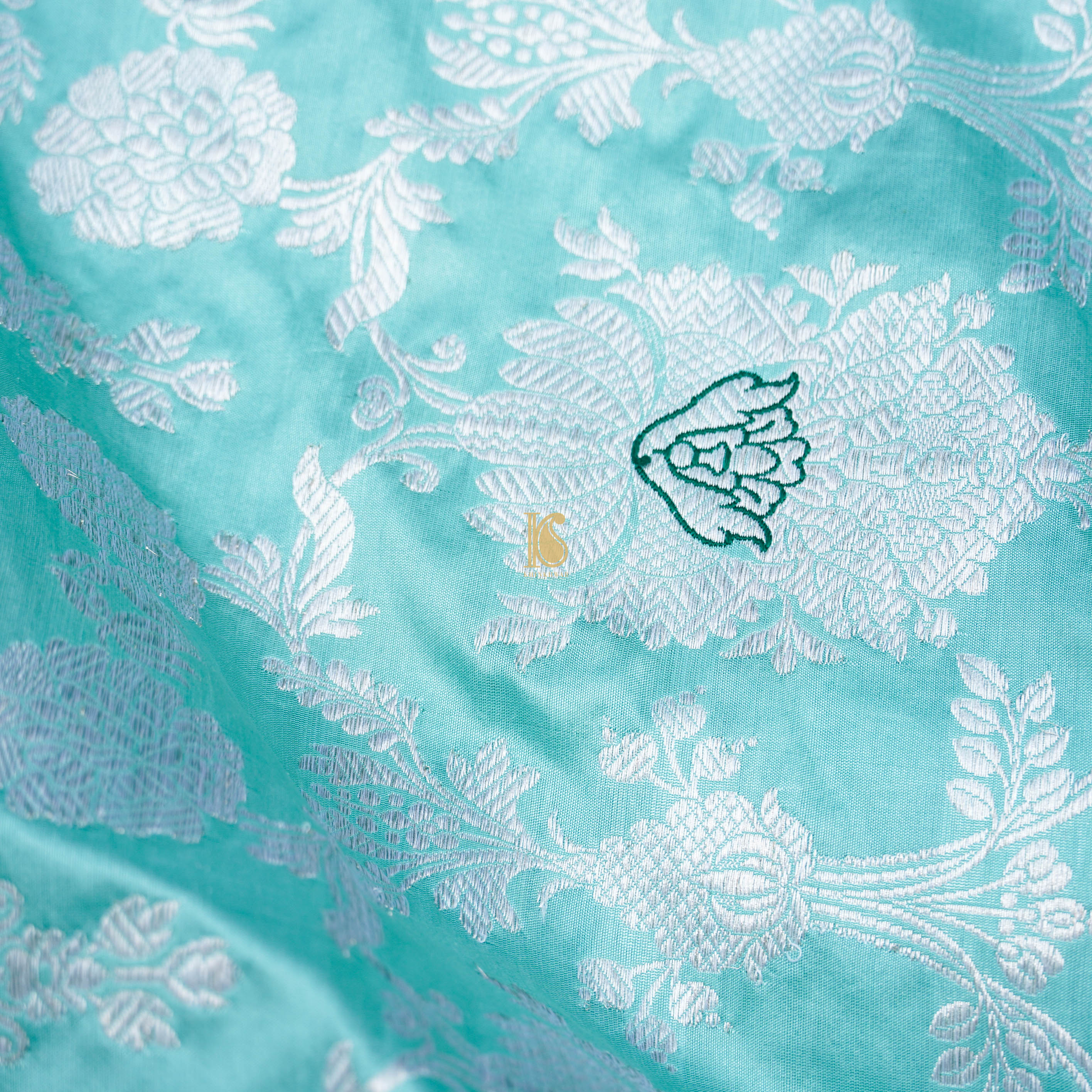 Handwoven Pure Katan Silk Blue Kadwa Jaal Silver Zari Banarasi Saree - Khinkhwab