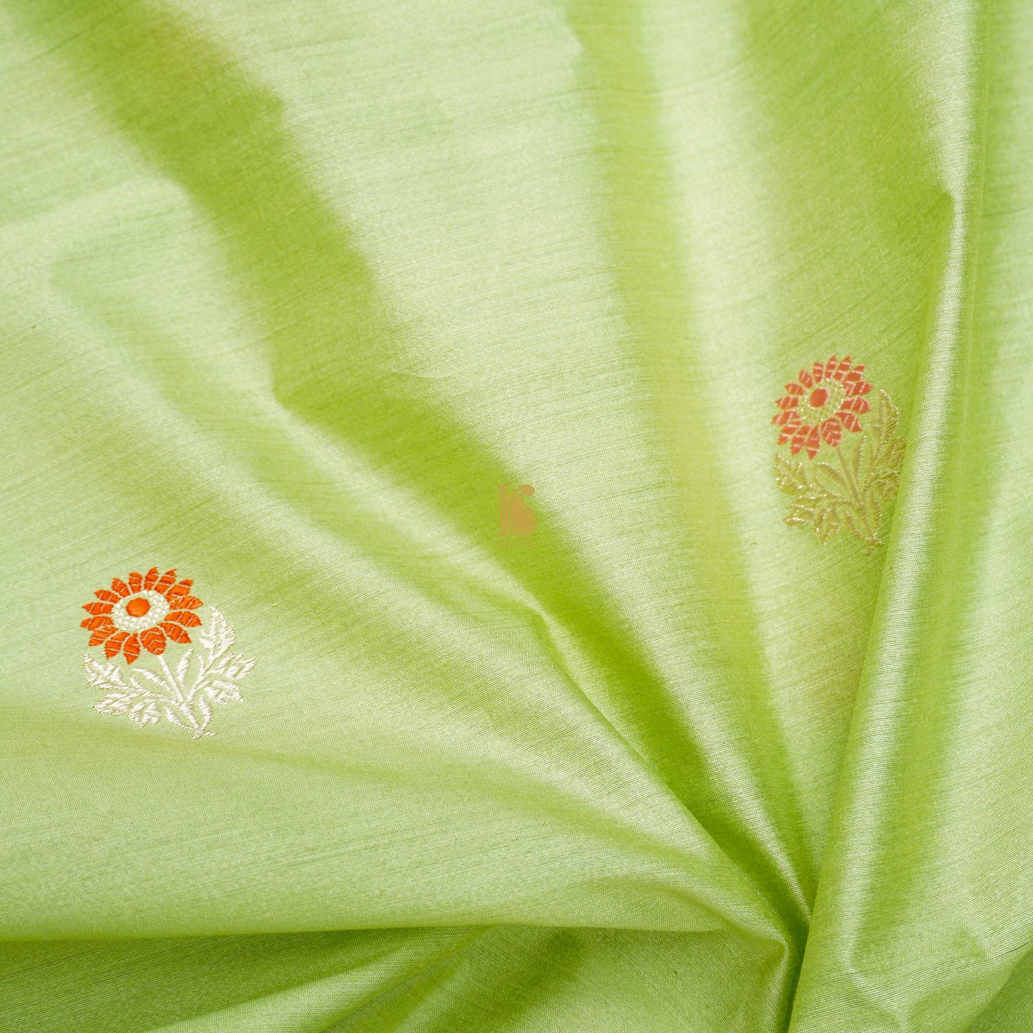 Handloom Pure Cotton Caper Green Kadwa Banarasi Suit Fabric Set - Khinkhwab