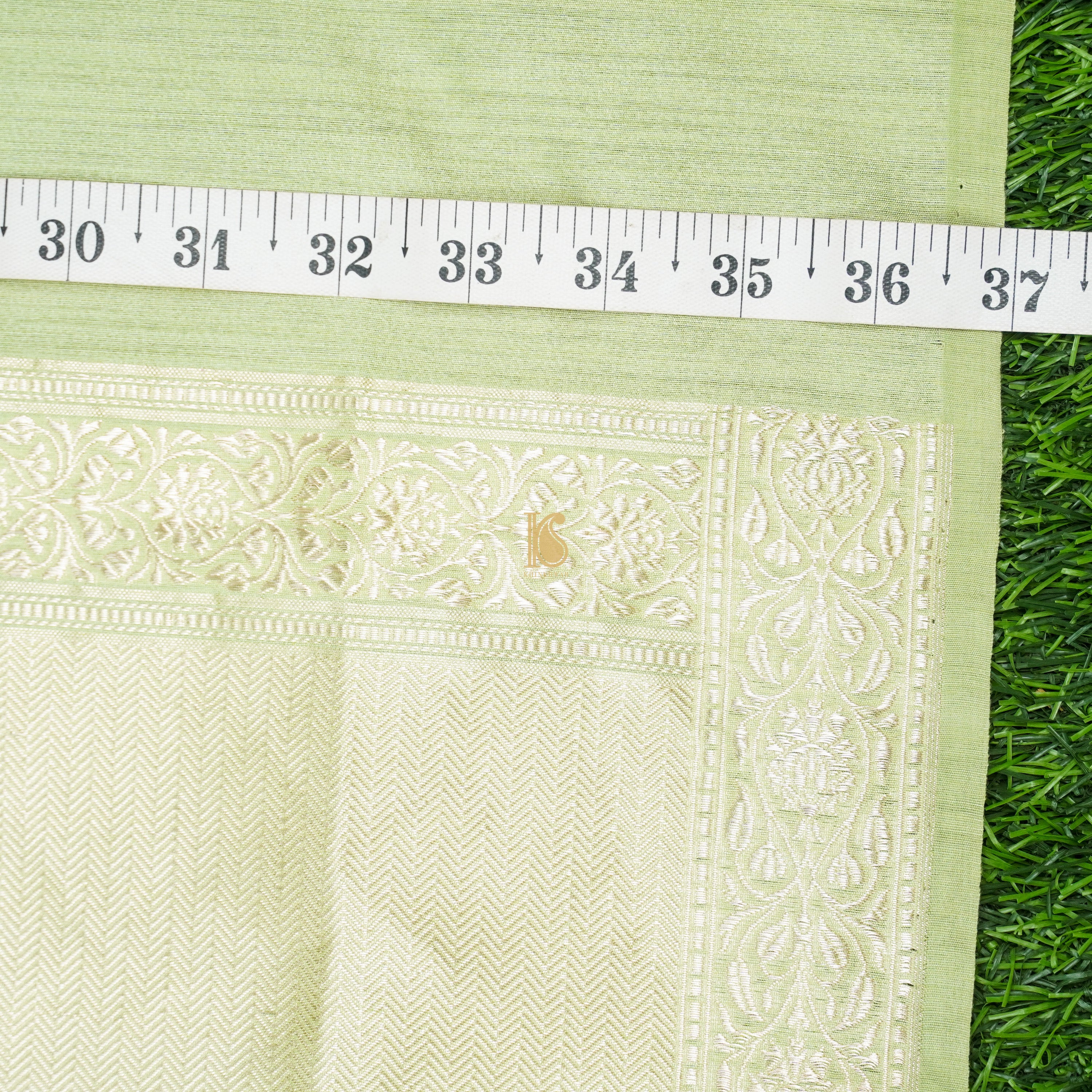 Handloom Pure Cotton Caper Green Kadwa Banarasi Suit Fabric Set - Khinkhwab
