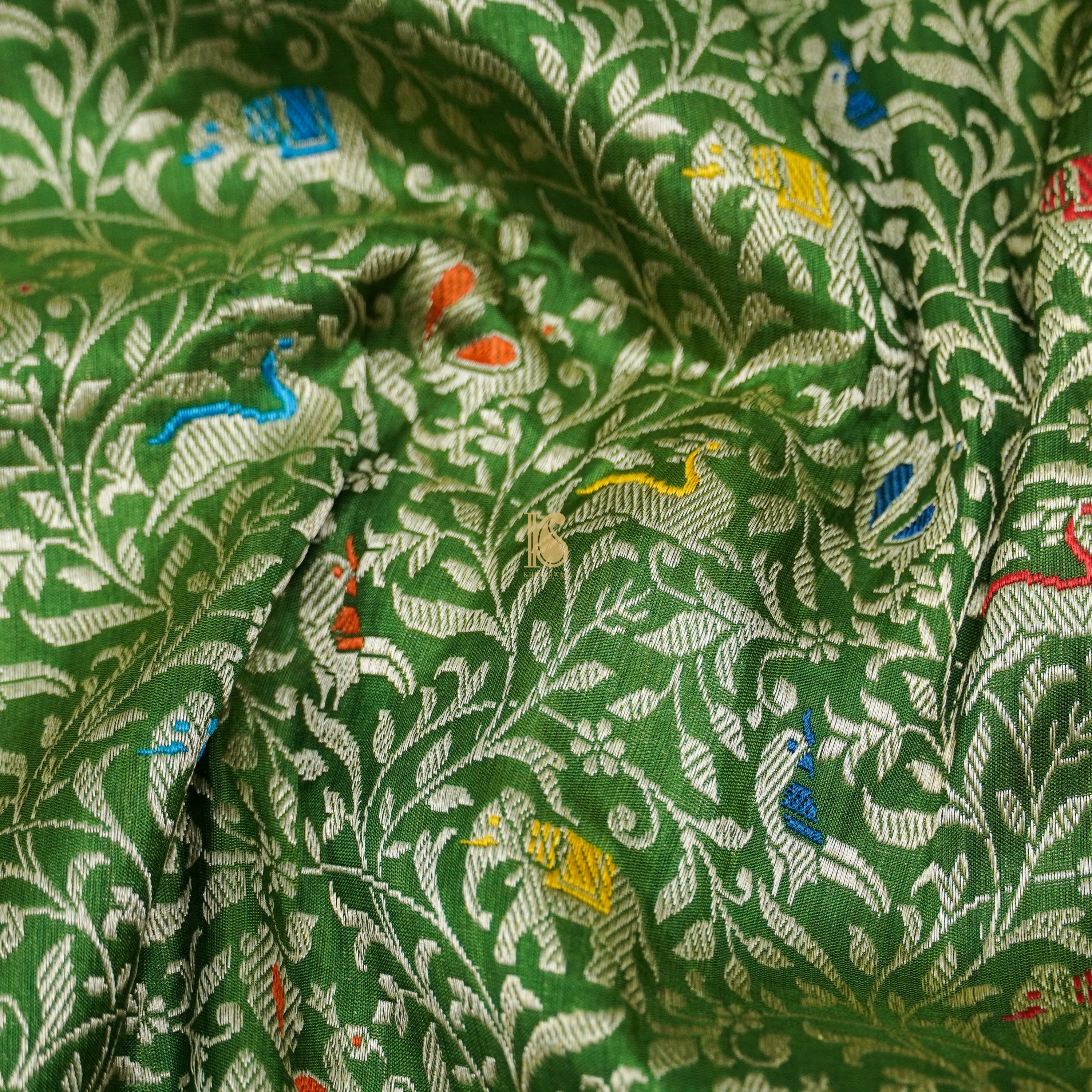 Handloom Katan Silk Oyster Green Banarasi Shikargah Dupatta - Khinkhwab