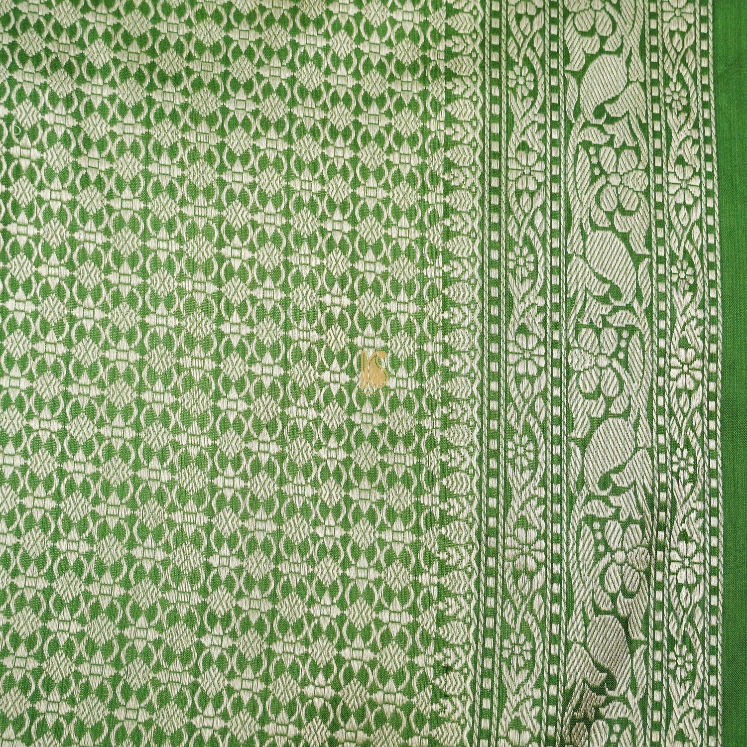Handloom Katan Silk Oyster Green Banarasi Shikargah Saree - Khinkhwab
