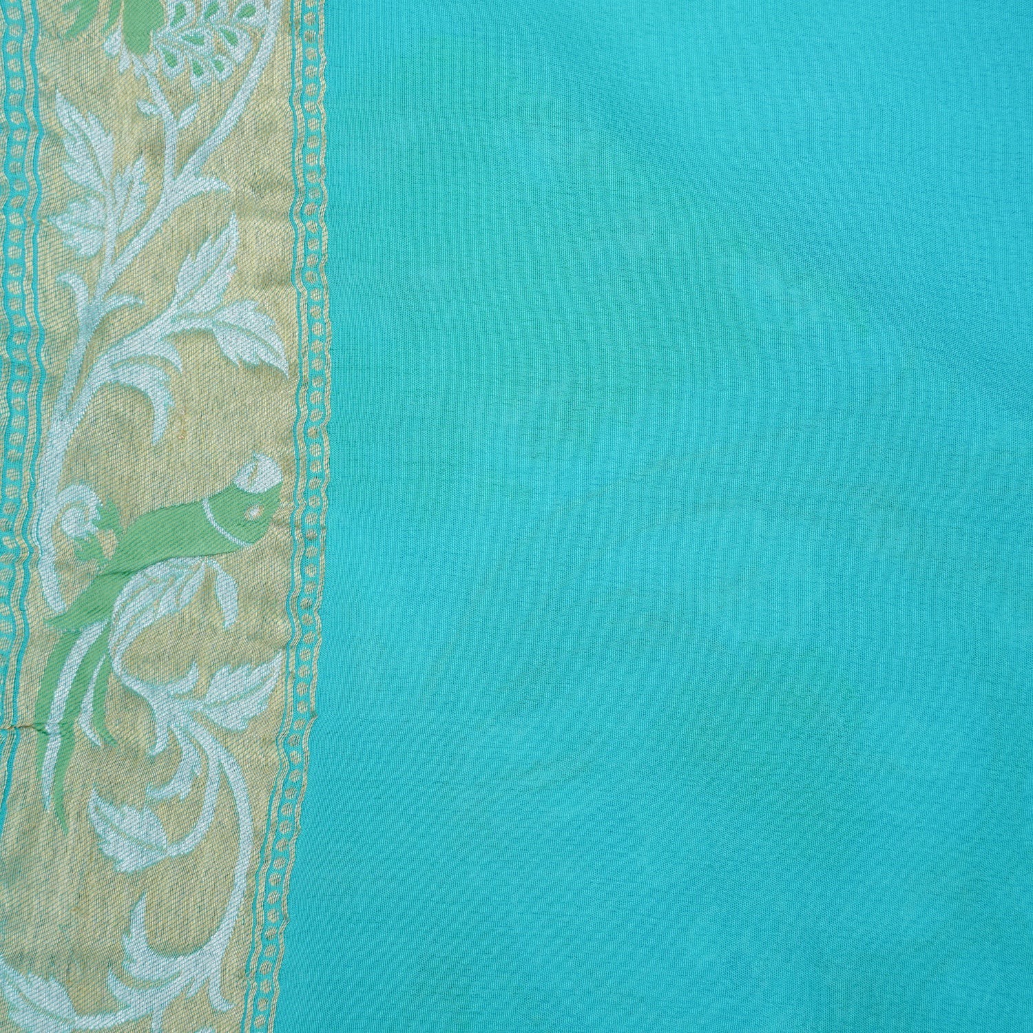 Blue Handwoven Pure Georgette Banarasi Peacock Border Saree - Khinkhwab