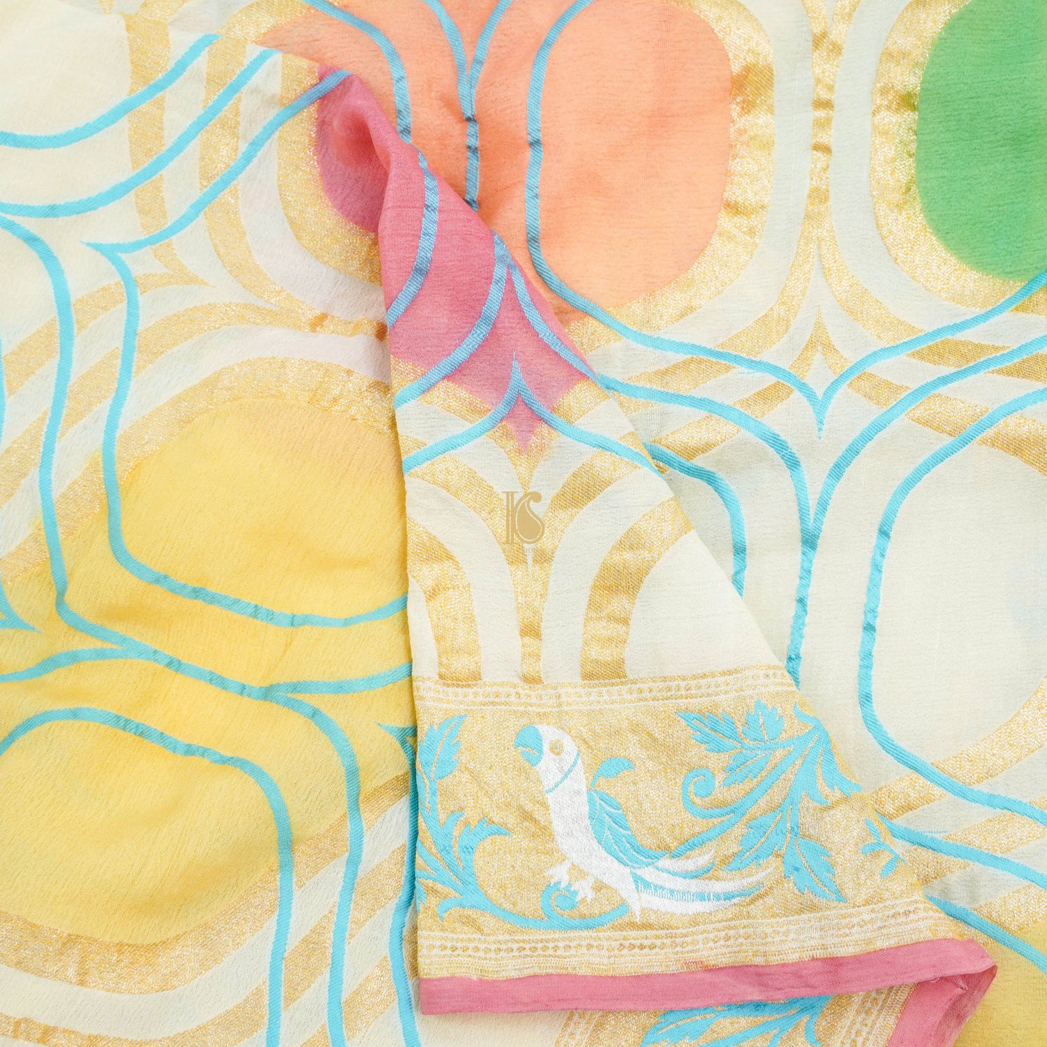 Pure Georgette Silk Banarasi Shikargah Border Dupatta - Preorder - Khinkhwab