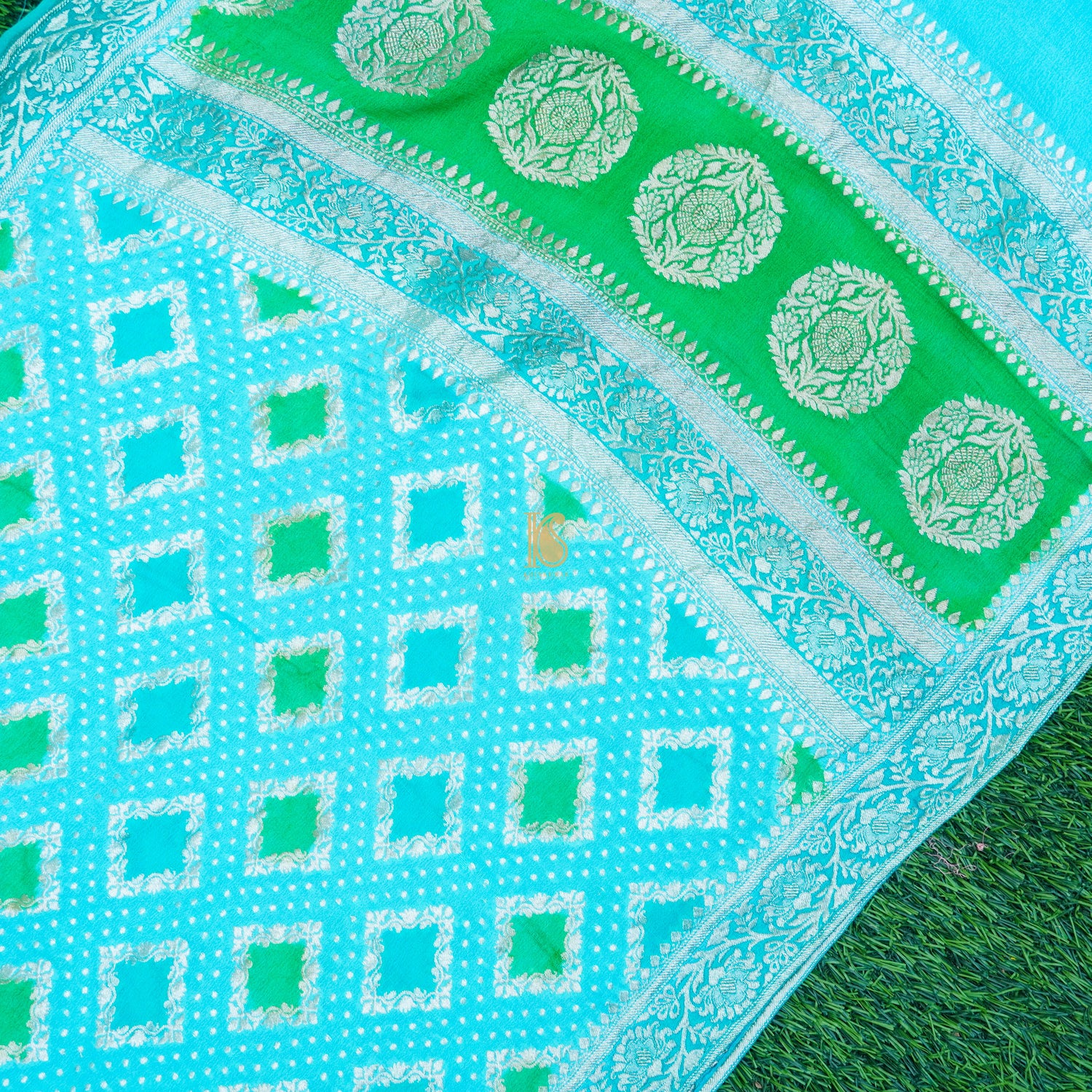 Blue Pure Georgette Blue Banarasi Stole - Khinkhwab
