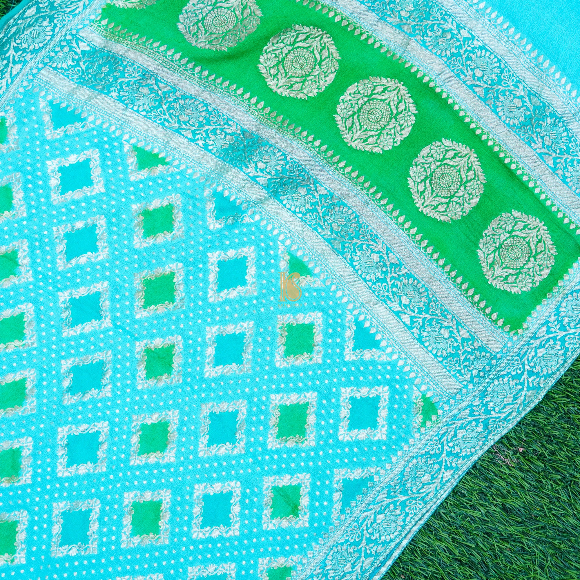 Blue Pure Georgette Blue Banarasi Stole - Khinkhwab