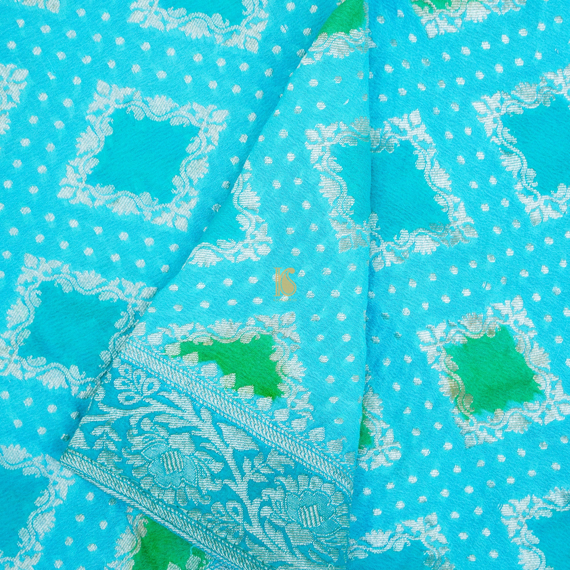 Blue Pure Georgette Blue Banarasi Stole - Khinkhwab