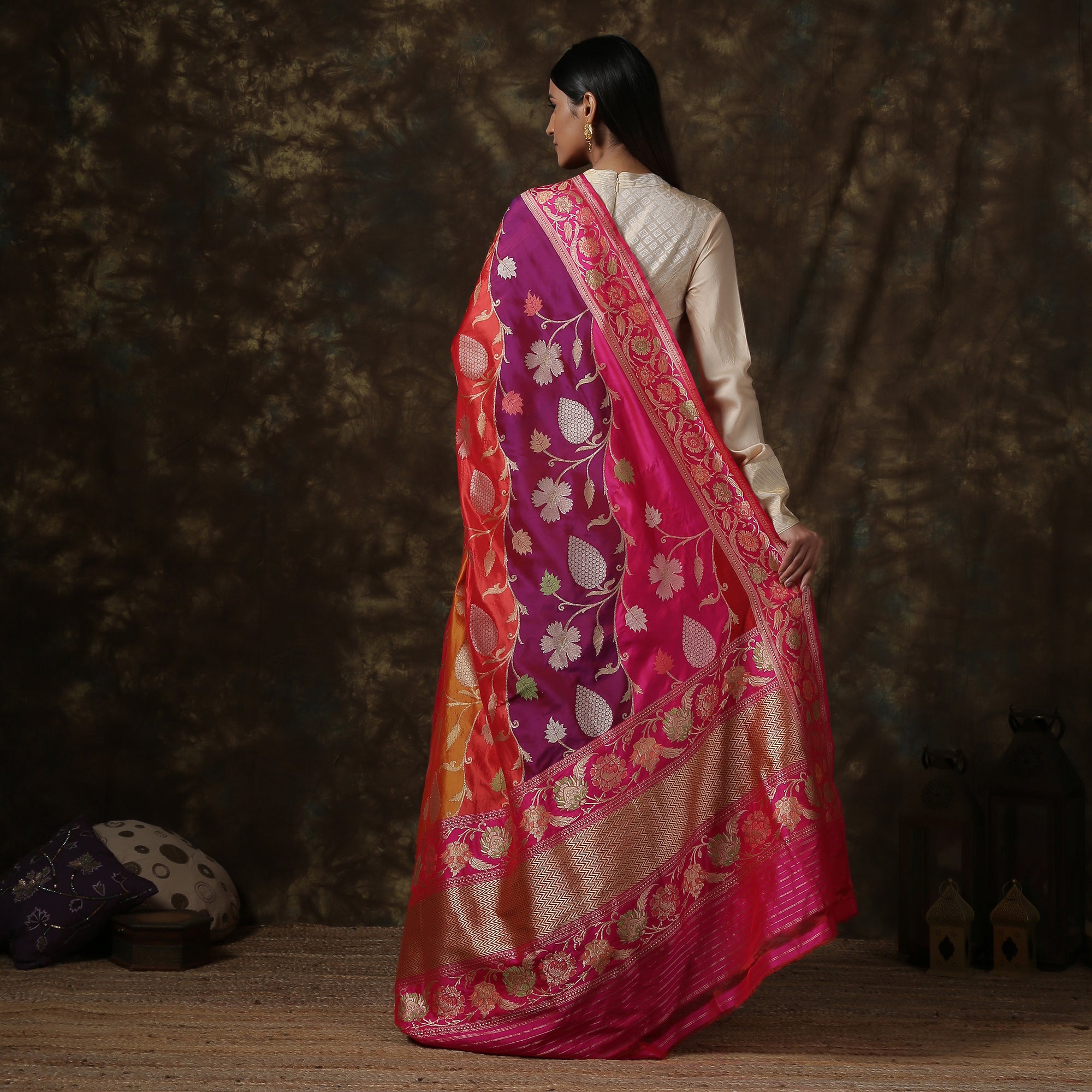 Pure Katan Silk Handloom Banarasi Rangkat Dupatta - Khinkhwab