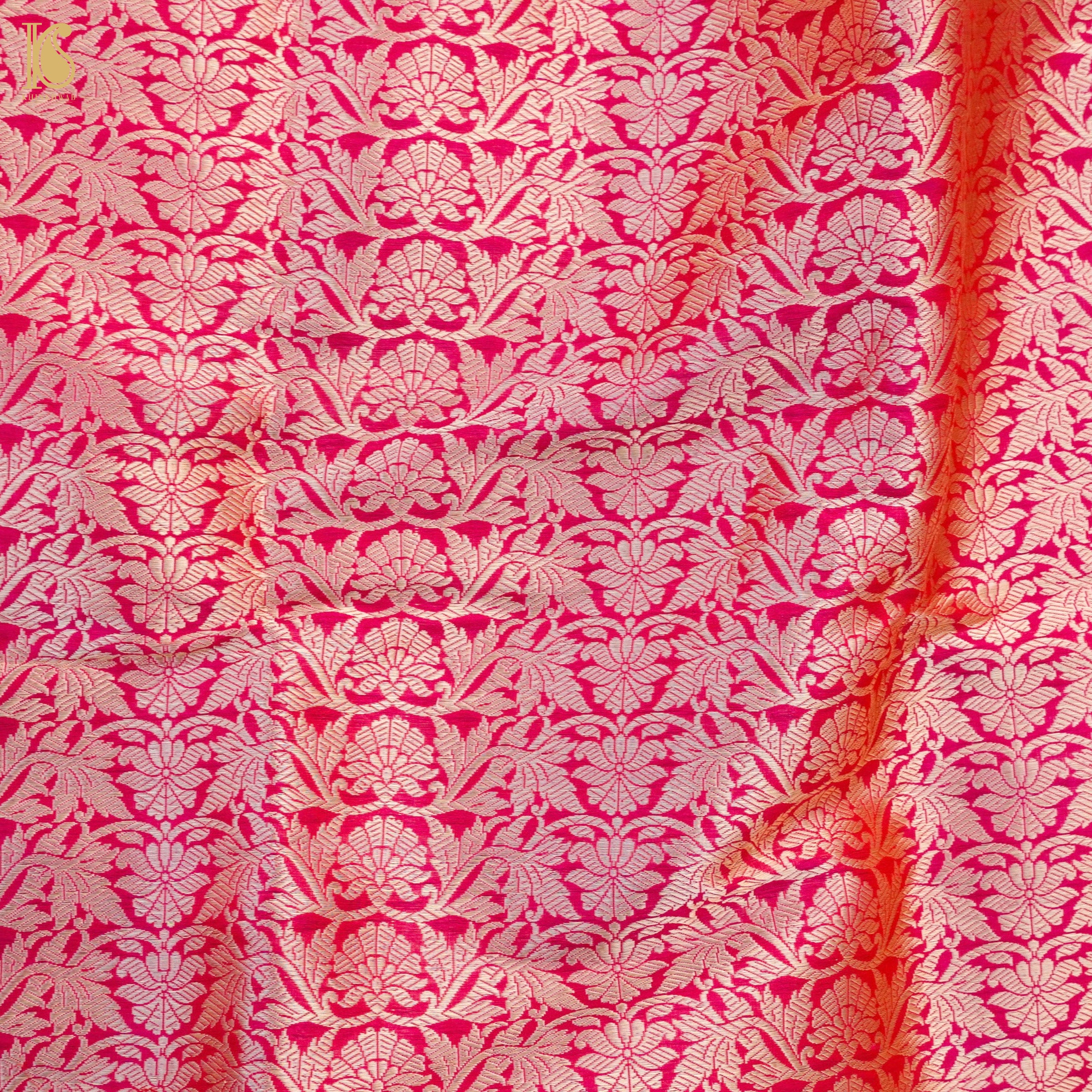 Razzmatazz PInk Pure Katan Silk Handloom Banarasi Kalidar Lehenga - Khinkhwab