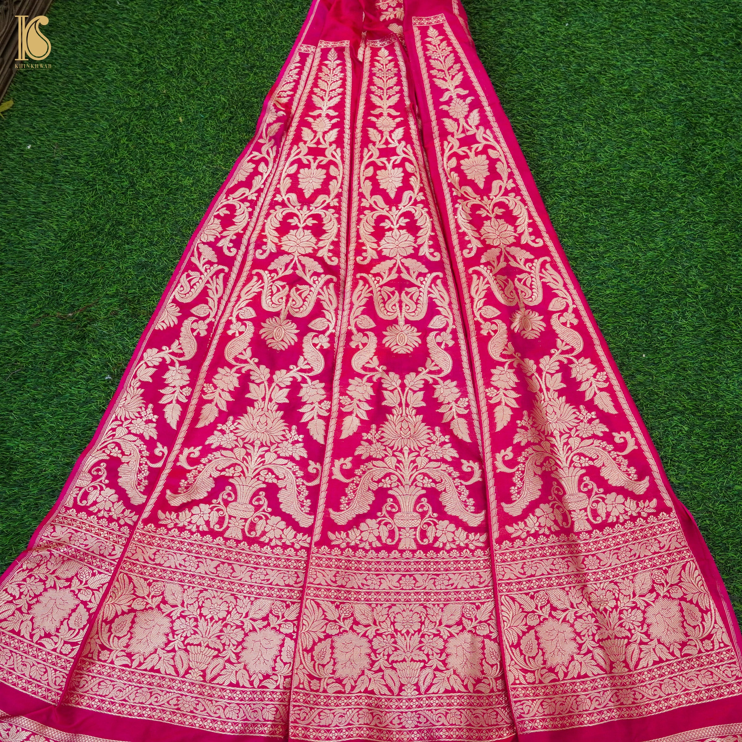 Jazzberry Jam Pure Katan Silk Handloom Banarasi Kalidar Lehenga - Khinkhwab