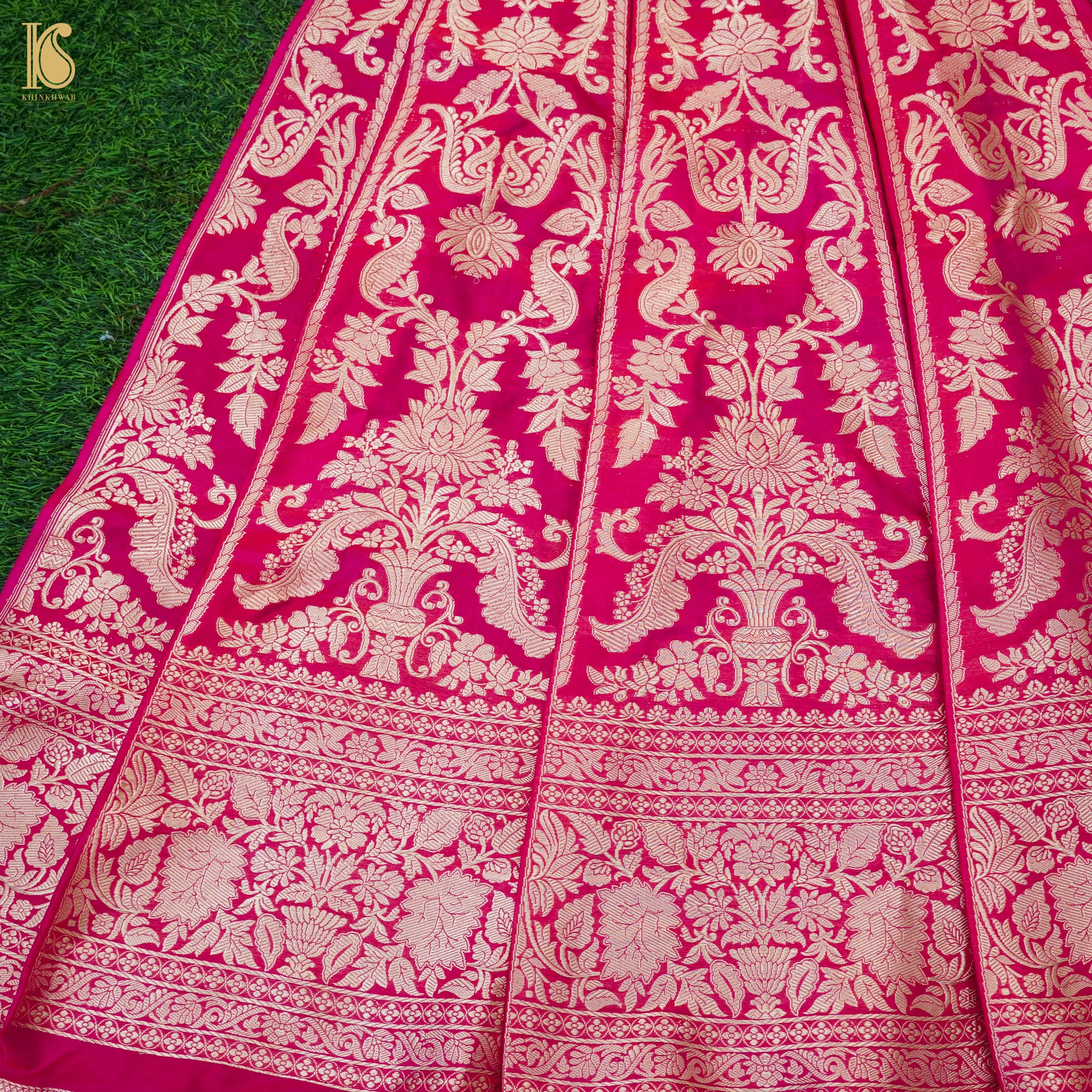 Jazzberry Jam Pure Katan Silk Handloom Banarasi Kalidar Lehenga - Khinkhwab
